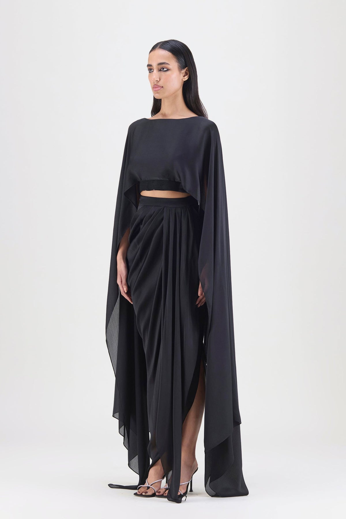 Fluid Cape and Skirt In Black