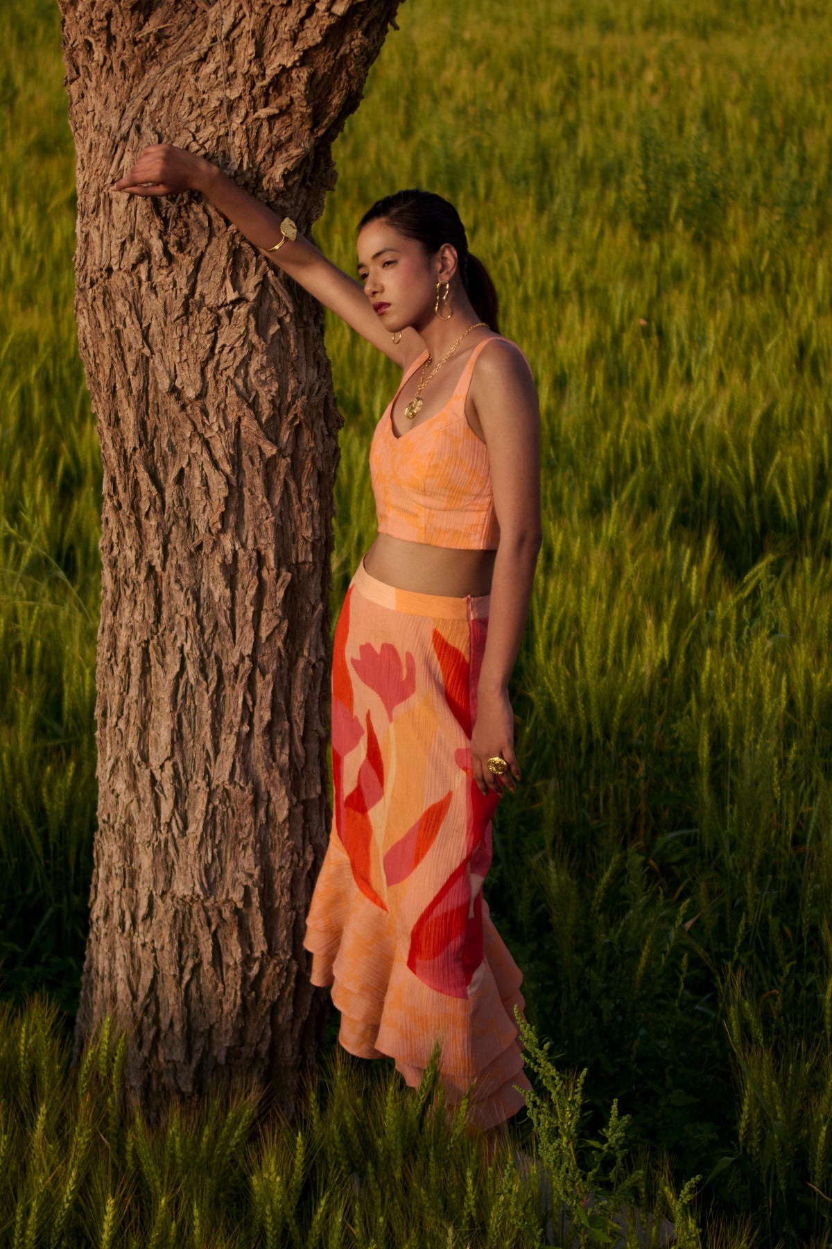 Peach Top and Skirt