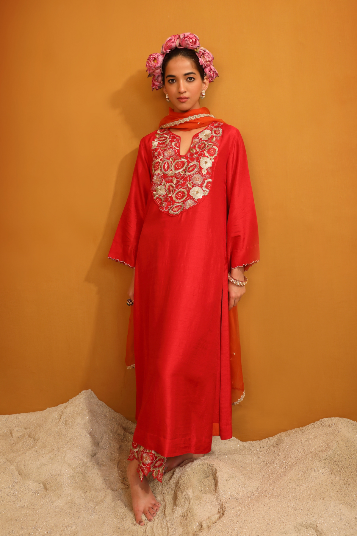 Naaz Deep Red Kurta Set