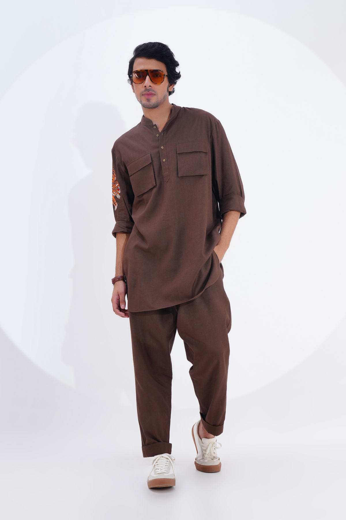 Chocolate Linen Kurta Set