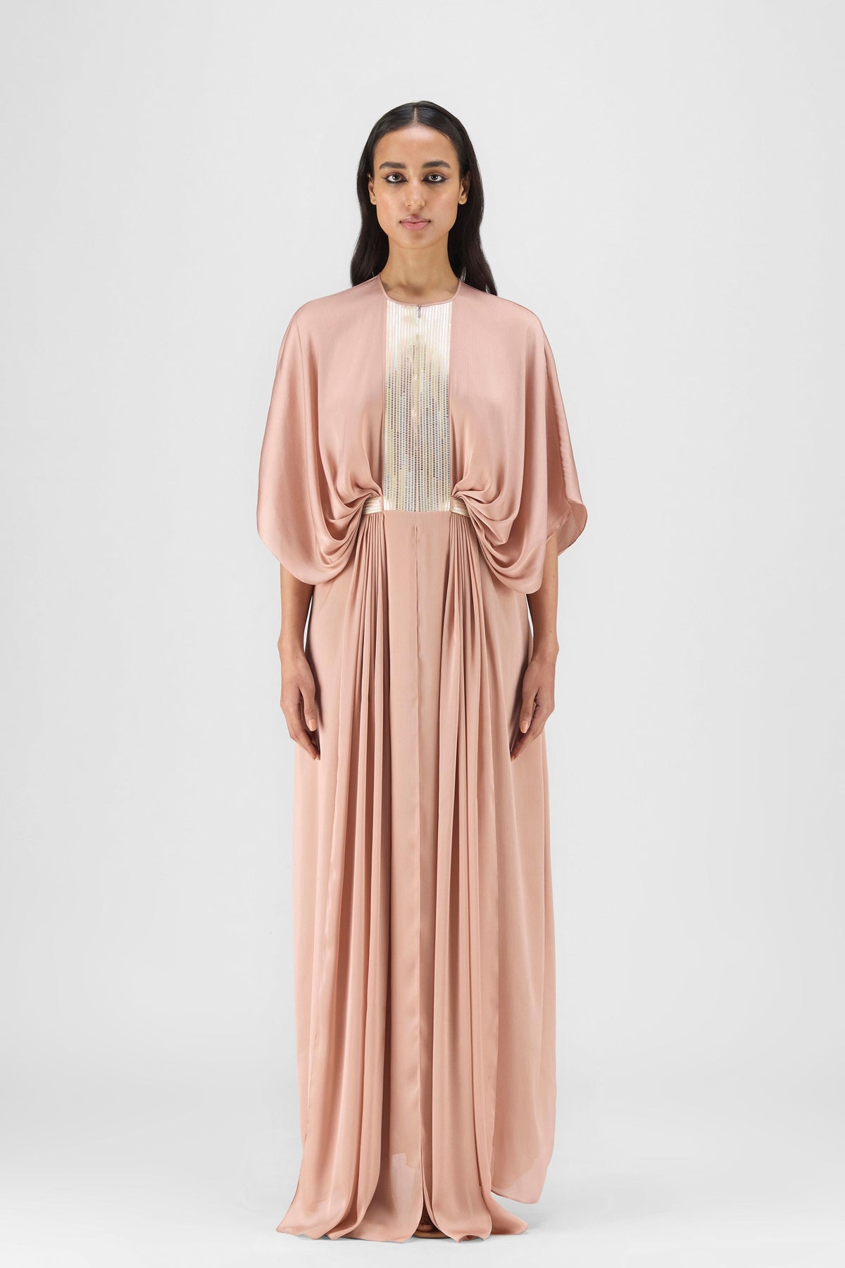 Rose Pleated Layered Gown