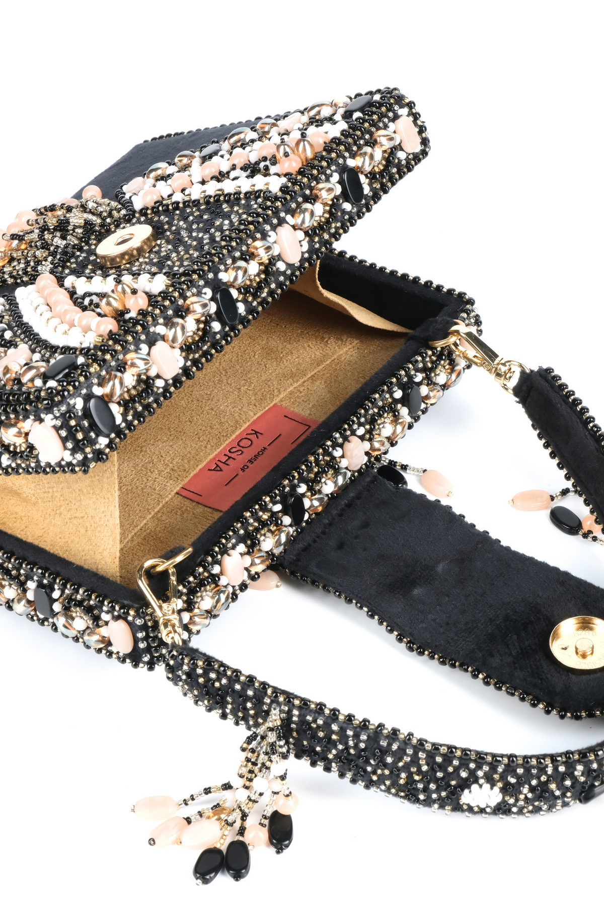 Sara Black Embellished Box Bag