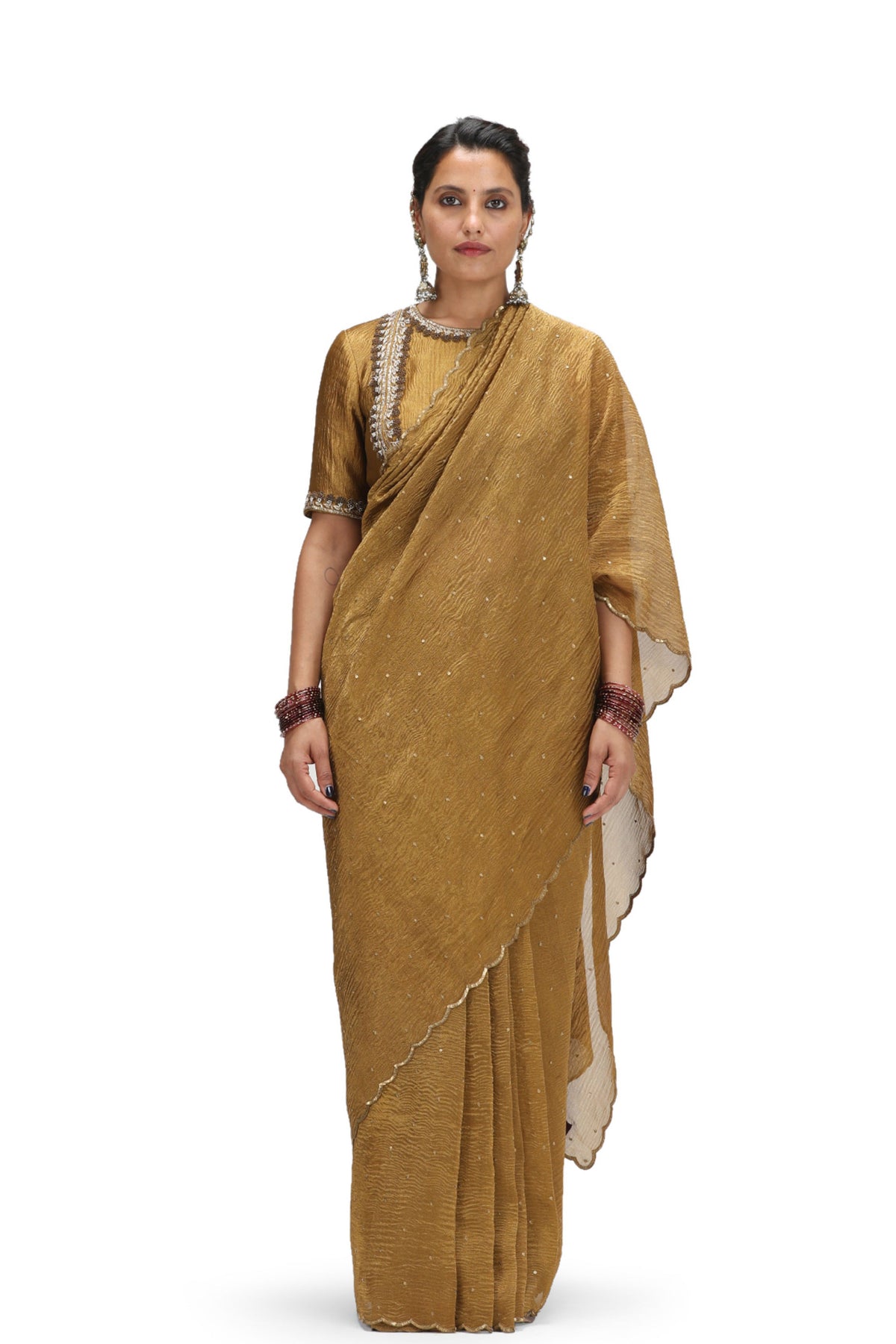 Adhishwari Old Gold Saree Set