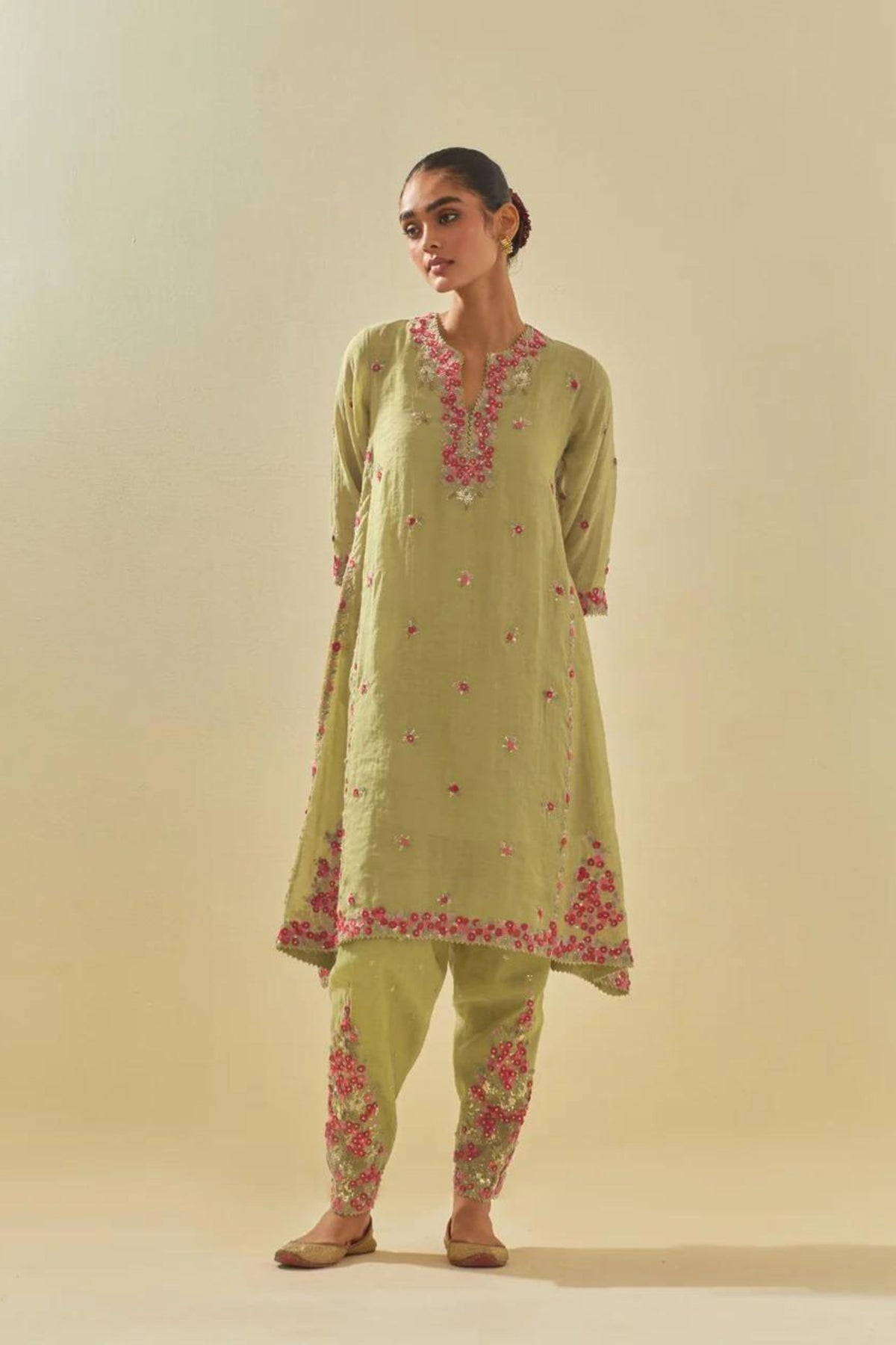 Green Kalidar Kurta Set