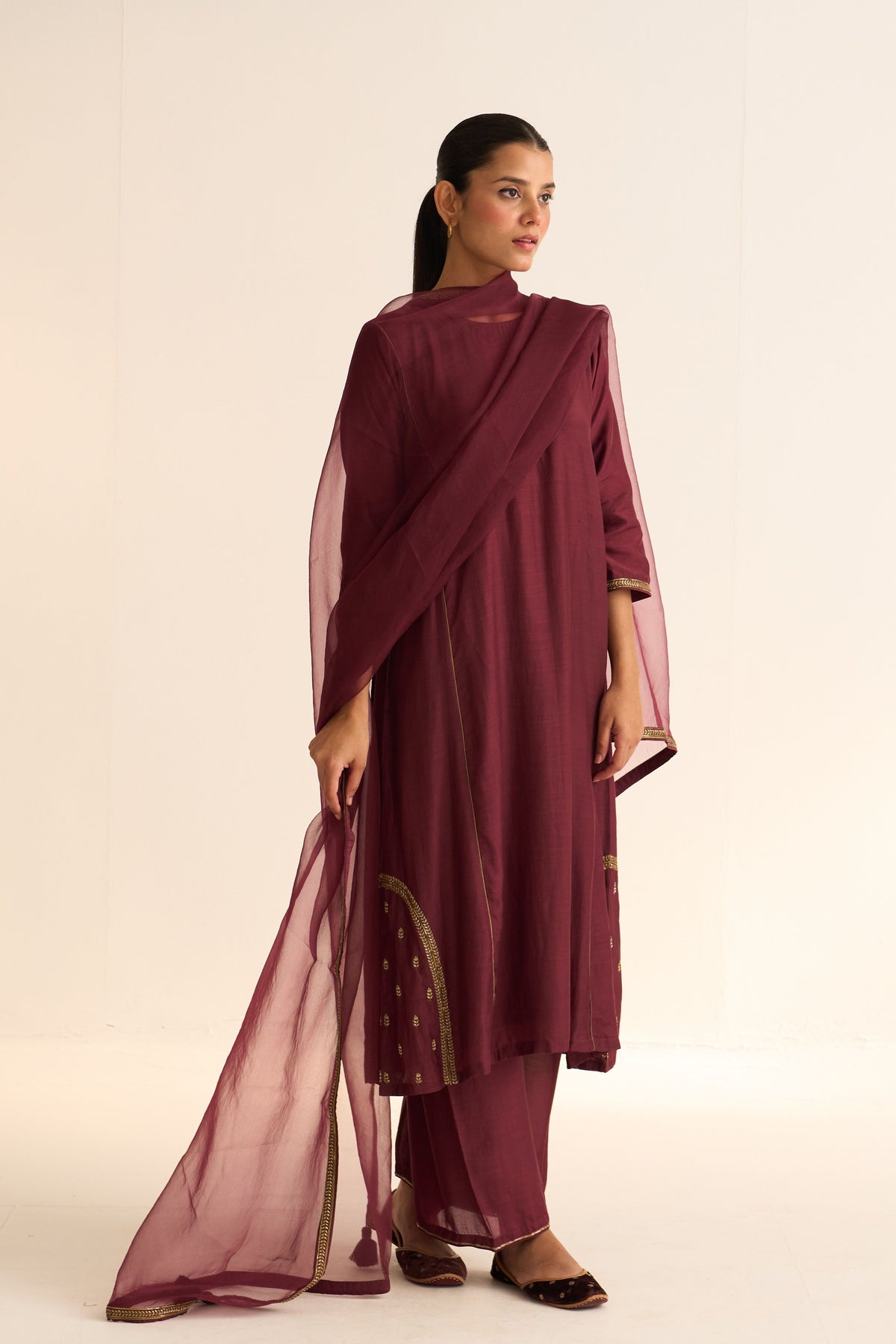 Kumud Deep Wine Kurta Set