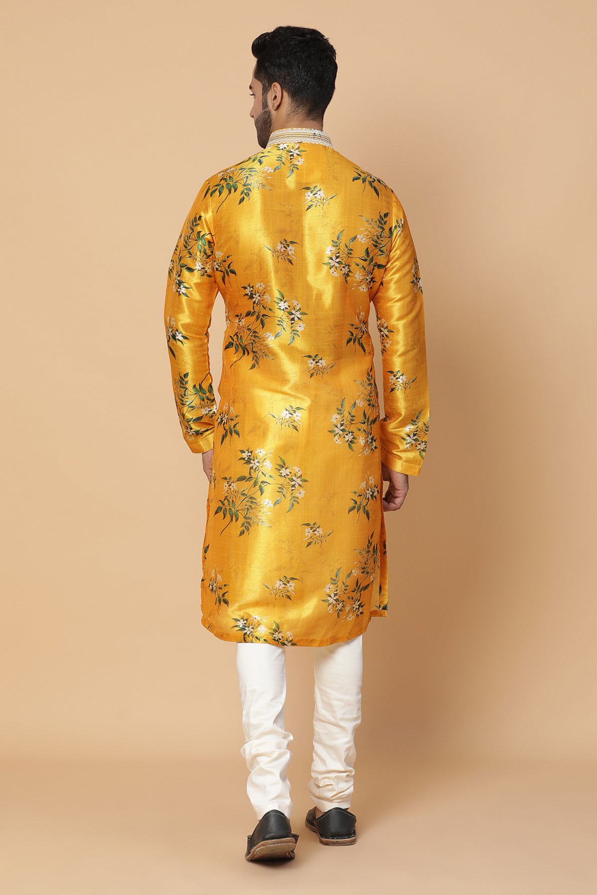 Marigold floral silk kurta