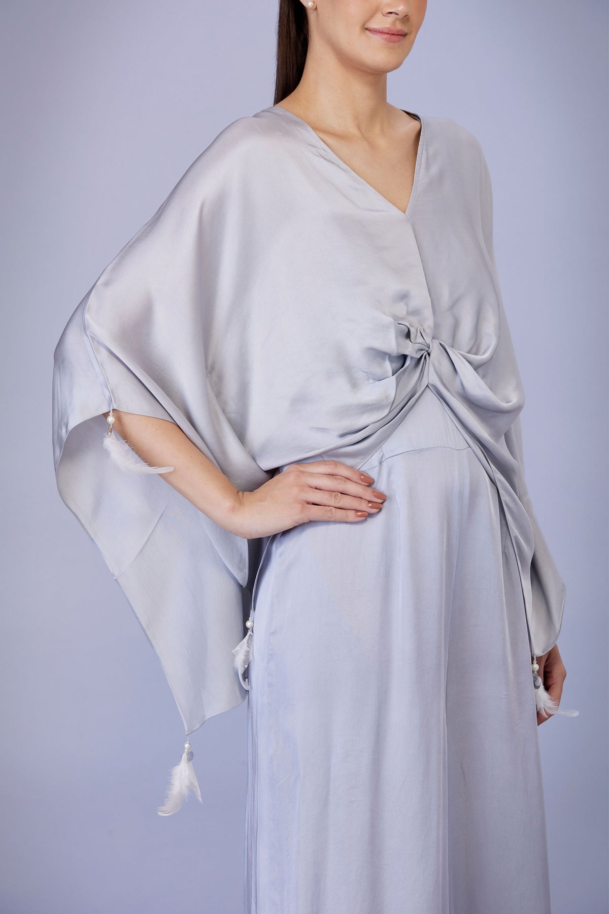 Plain Kaftan in Light Grey