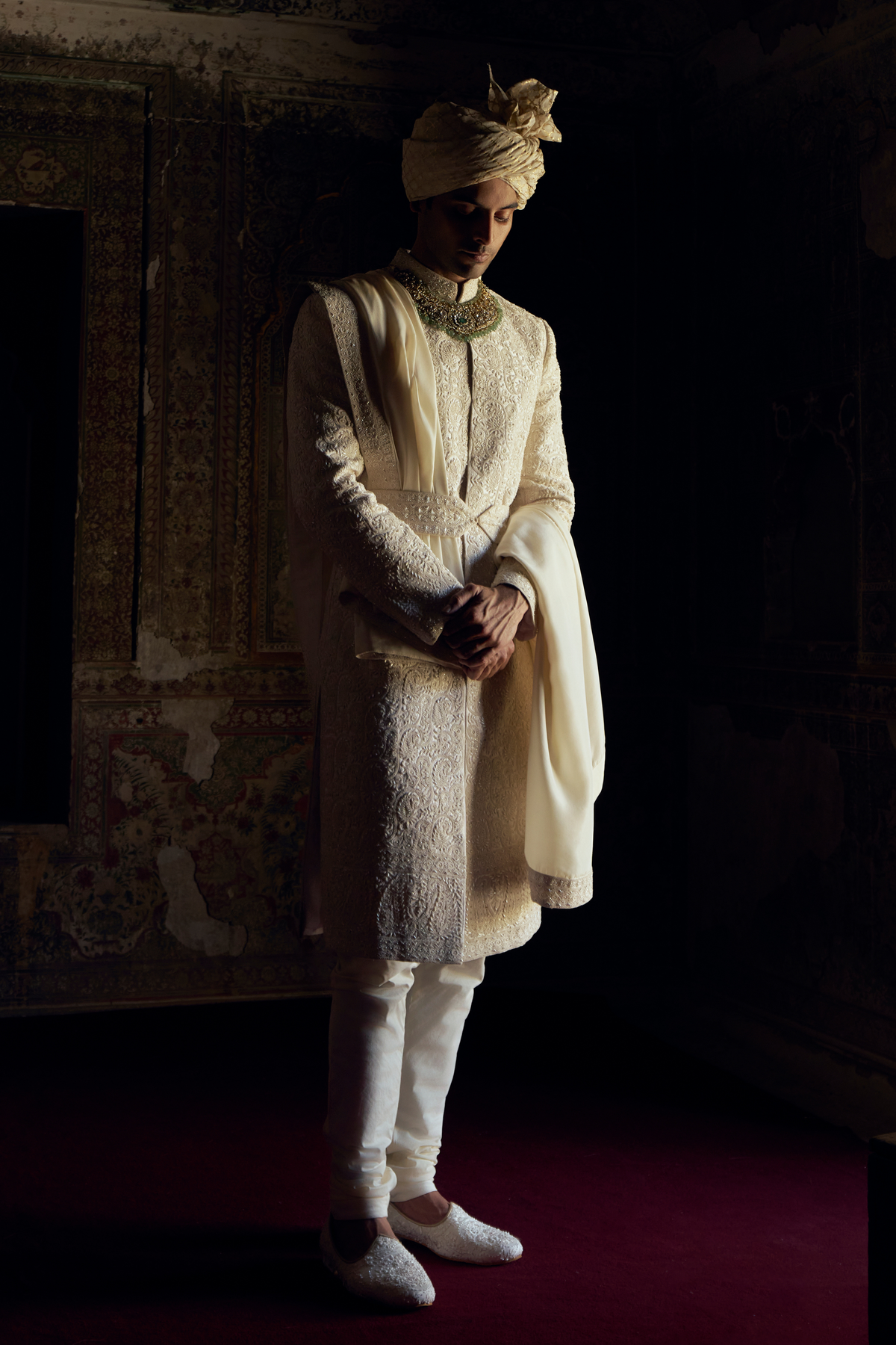 Ivory Sherwani With Kurta Set