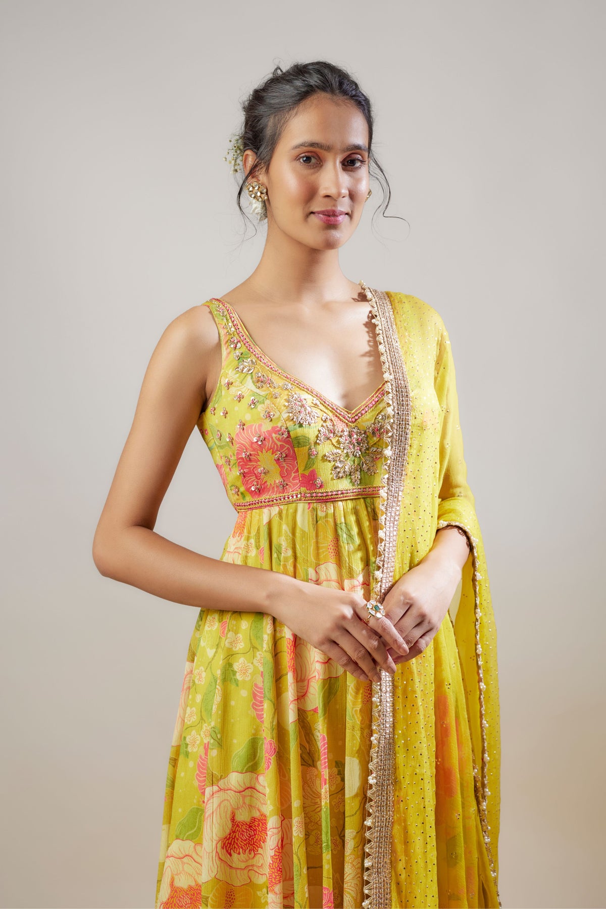 Kavita Yellow Anarkali Set