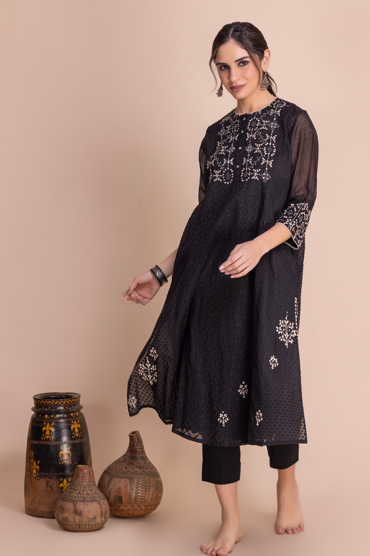 Hooghan Black Tunic Set