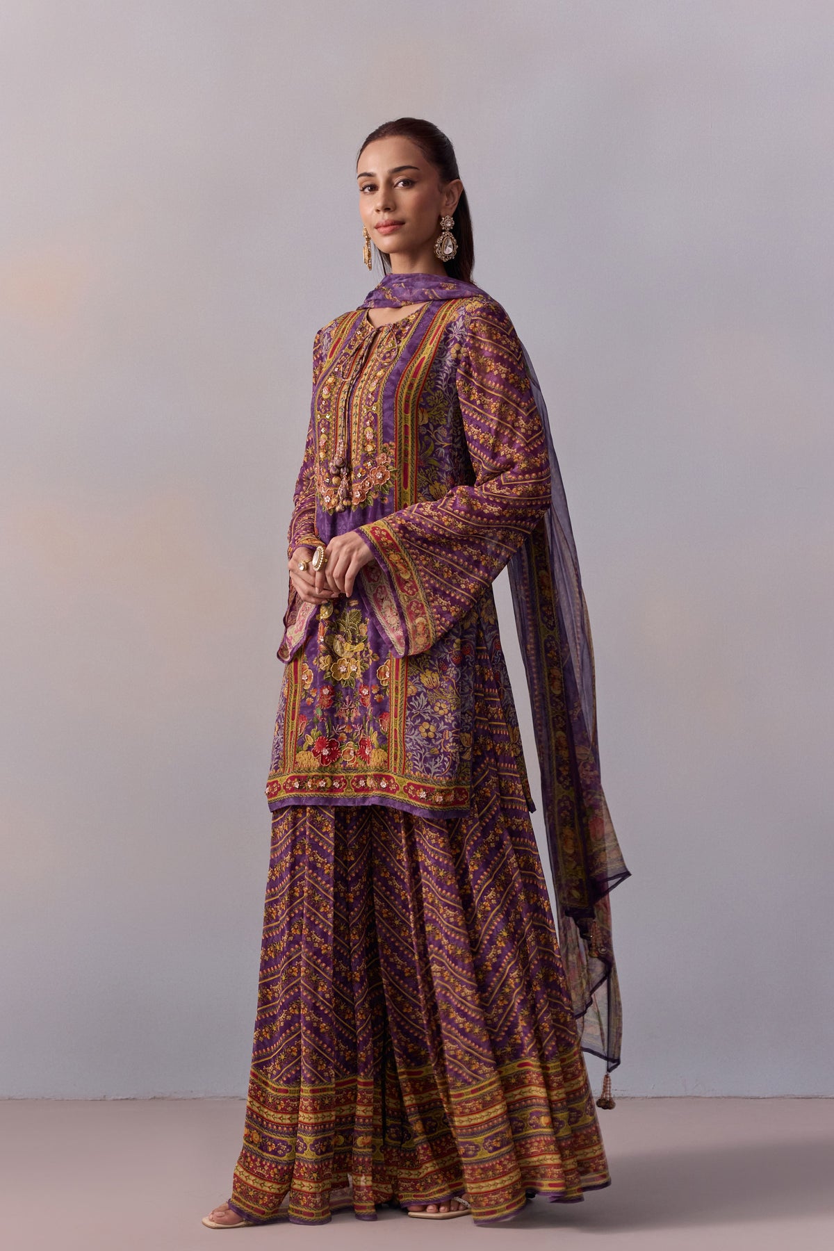 Purple Asma Sharara Set