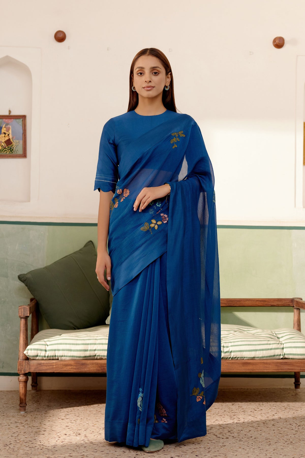 Sapphire Applique Saree Set