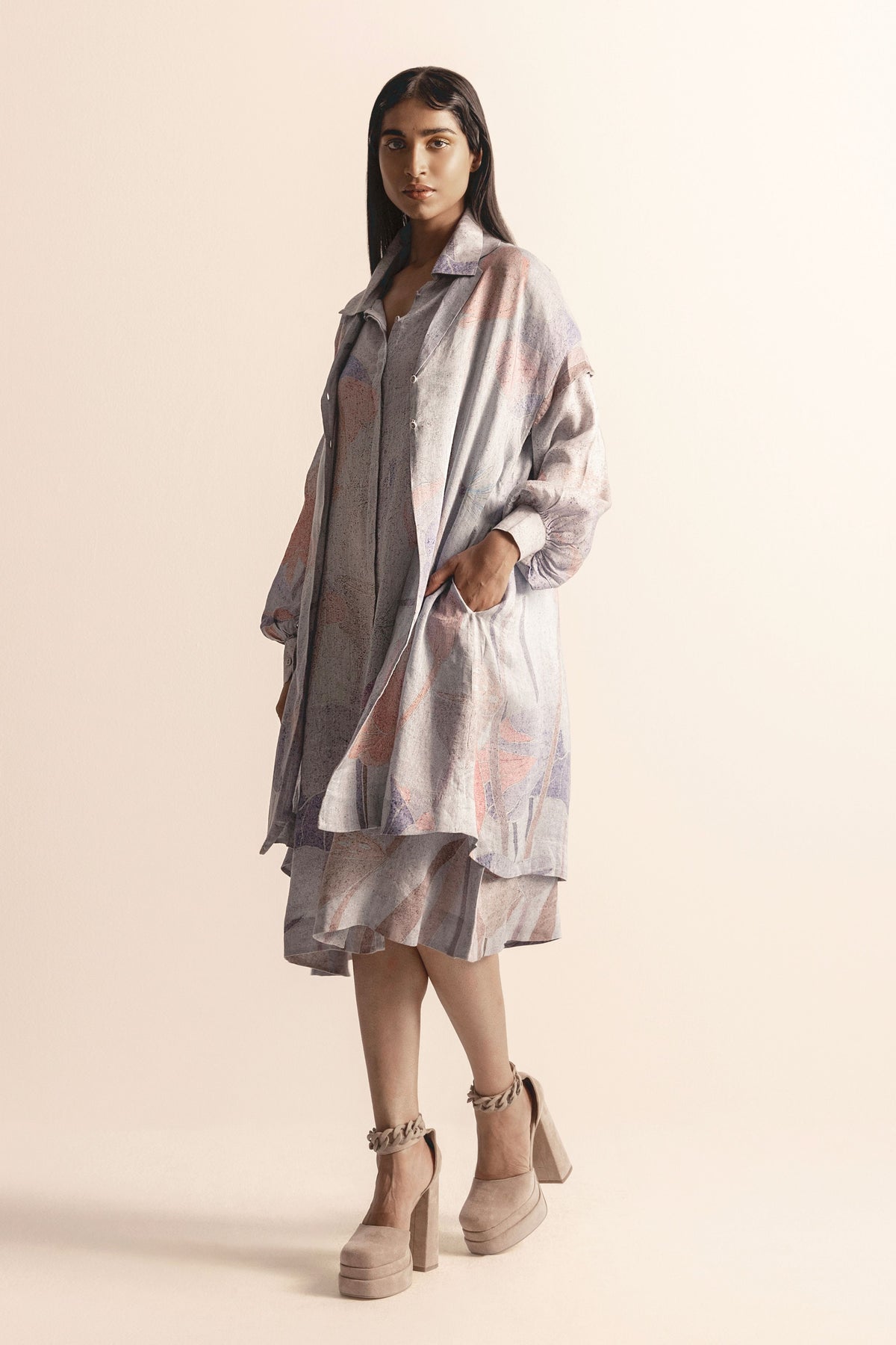 Lotus Pond Layered Shirt Dress