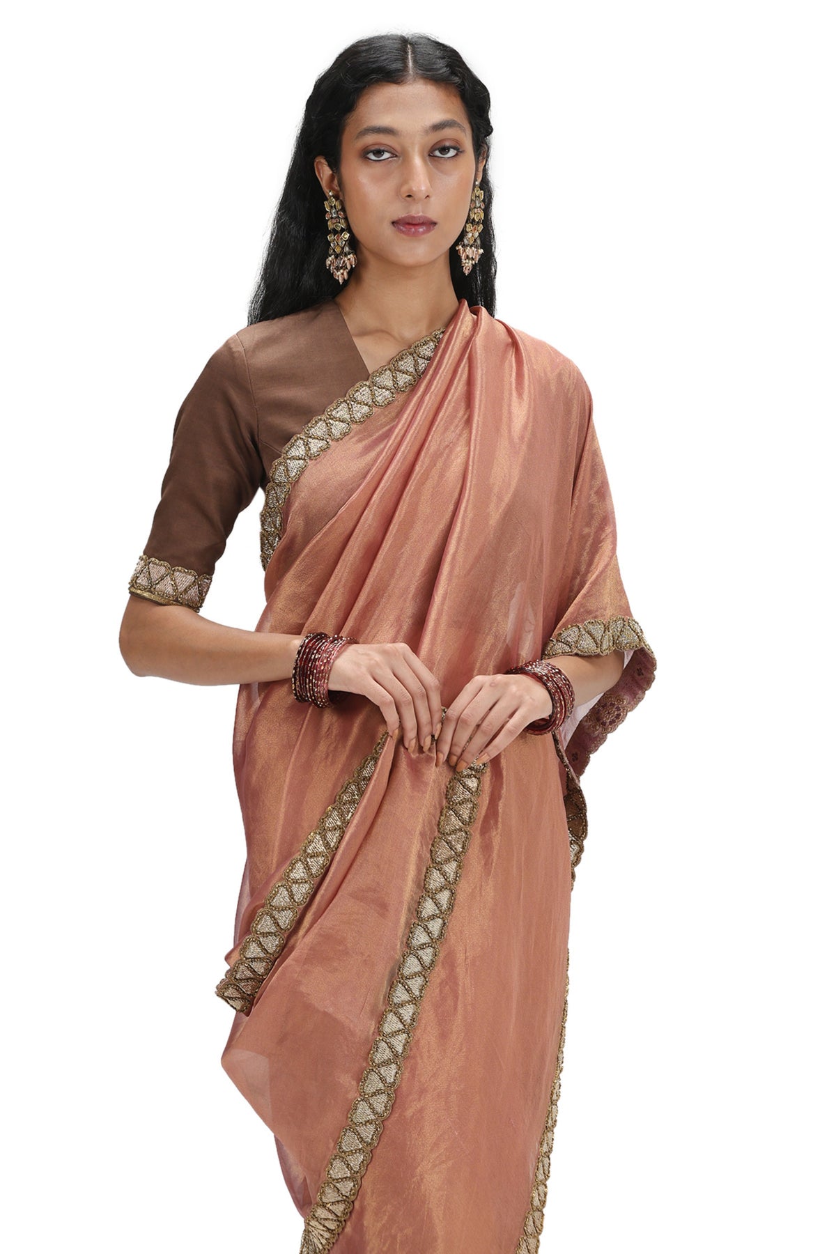 Mahendrani Fondant Pink Saree Set