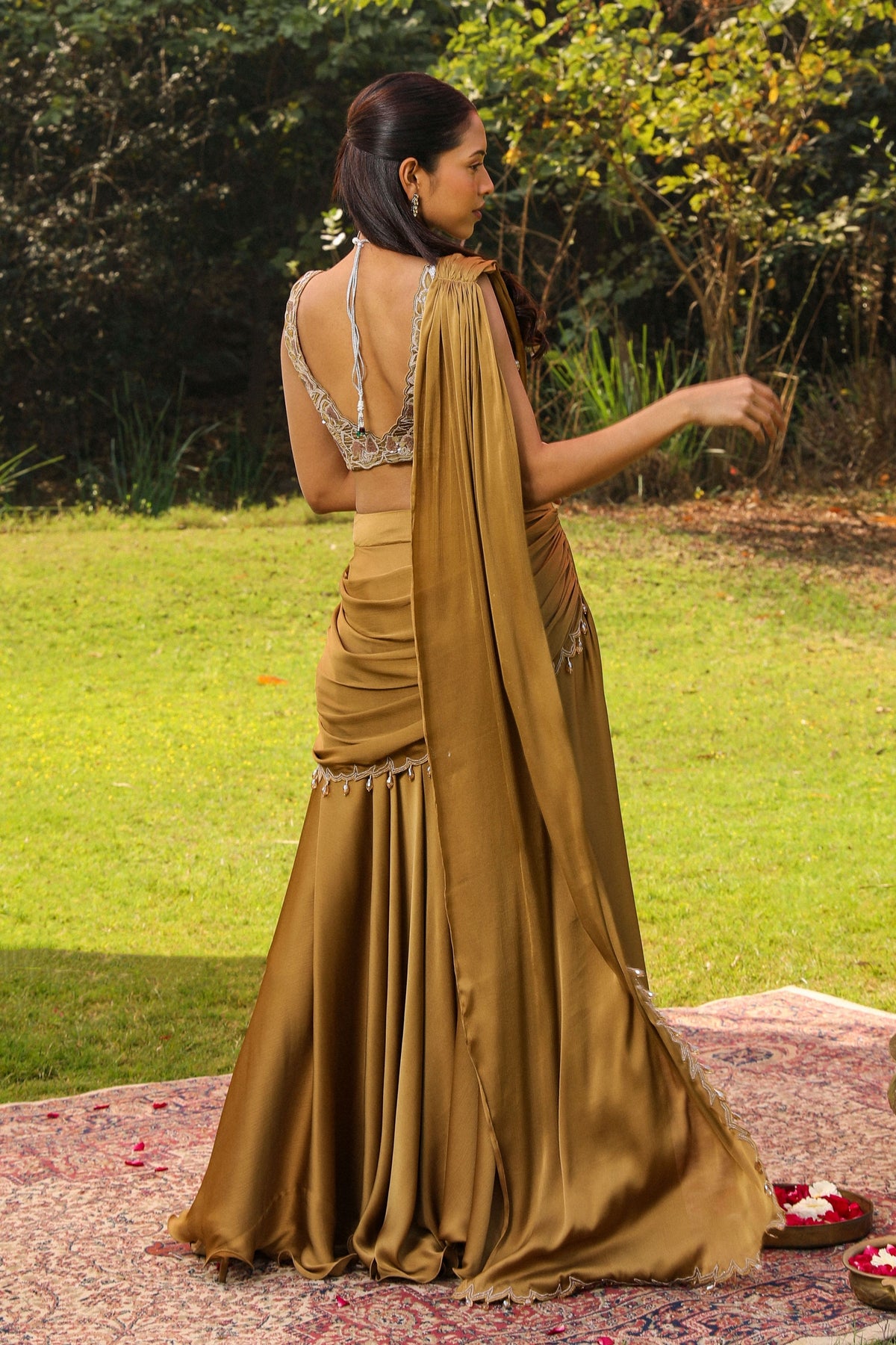 Karishma Honey Gold Drape Saree