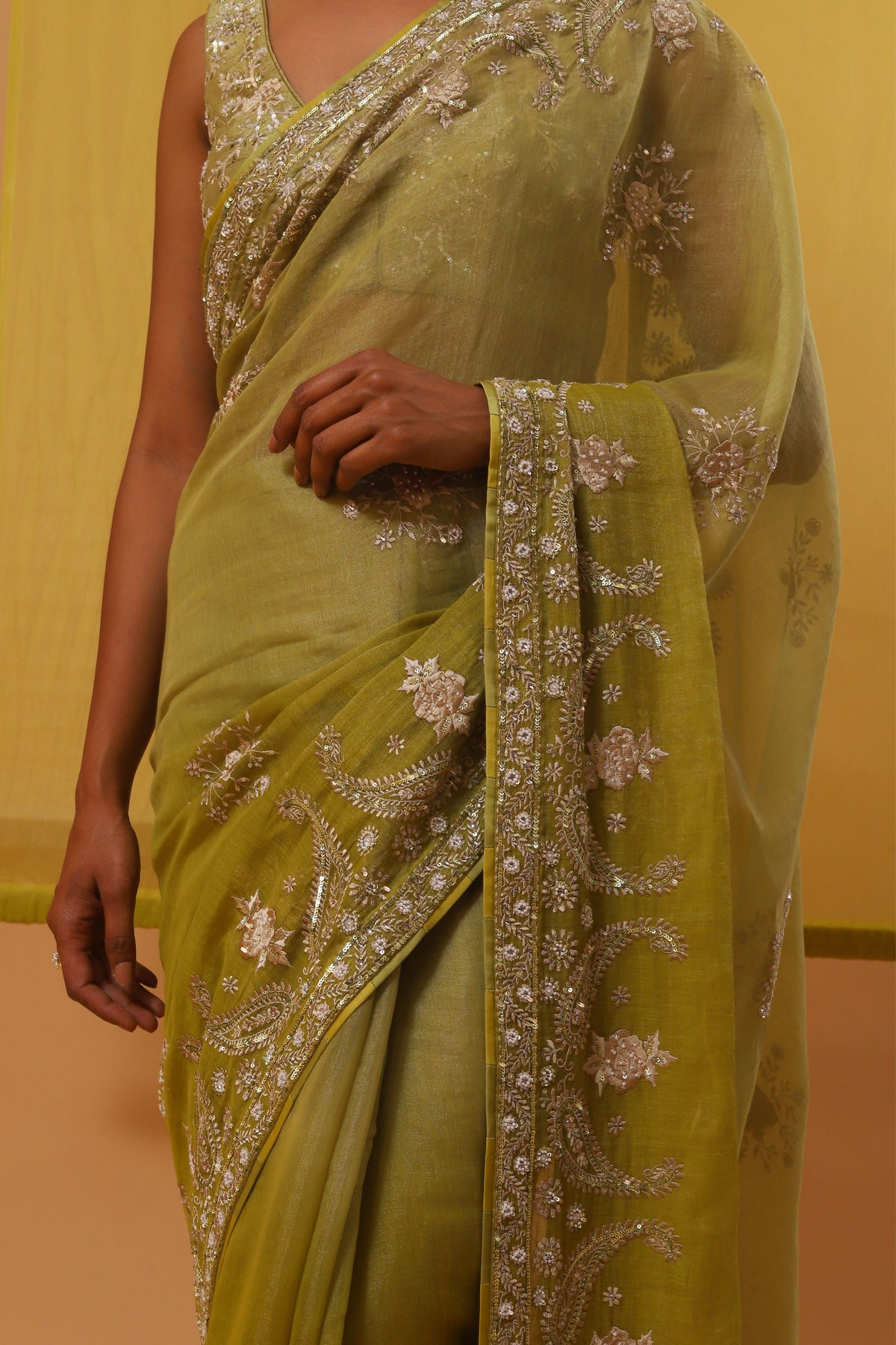 Green Lisna Saree Set