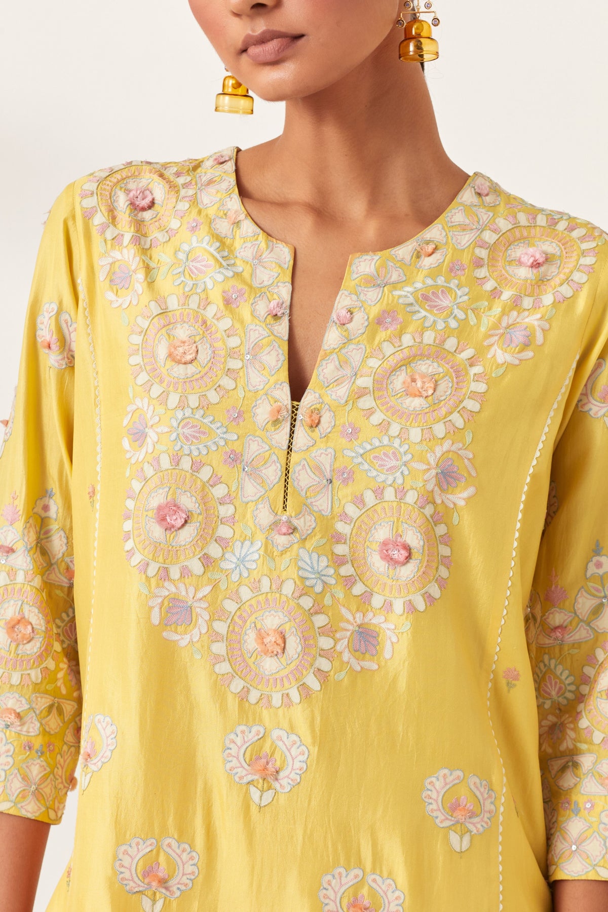 Yellow Kalidar Straight Kurta Set