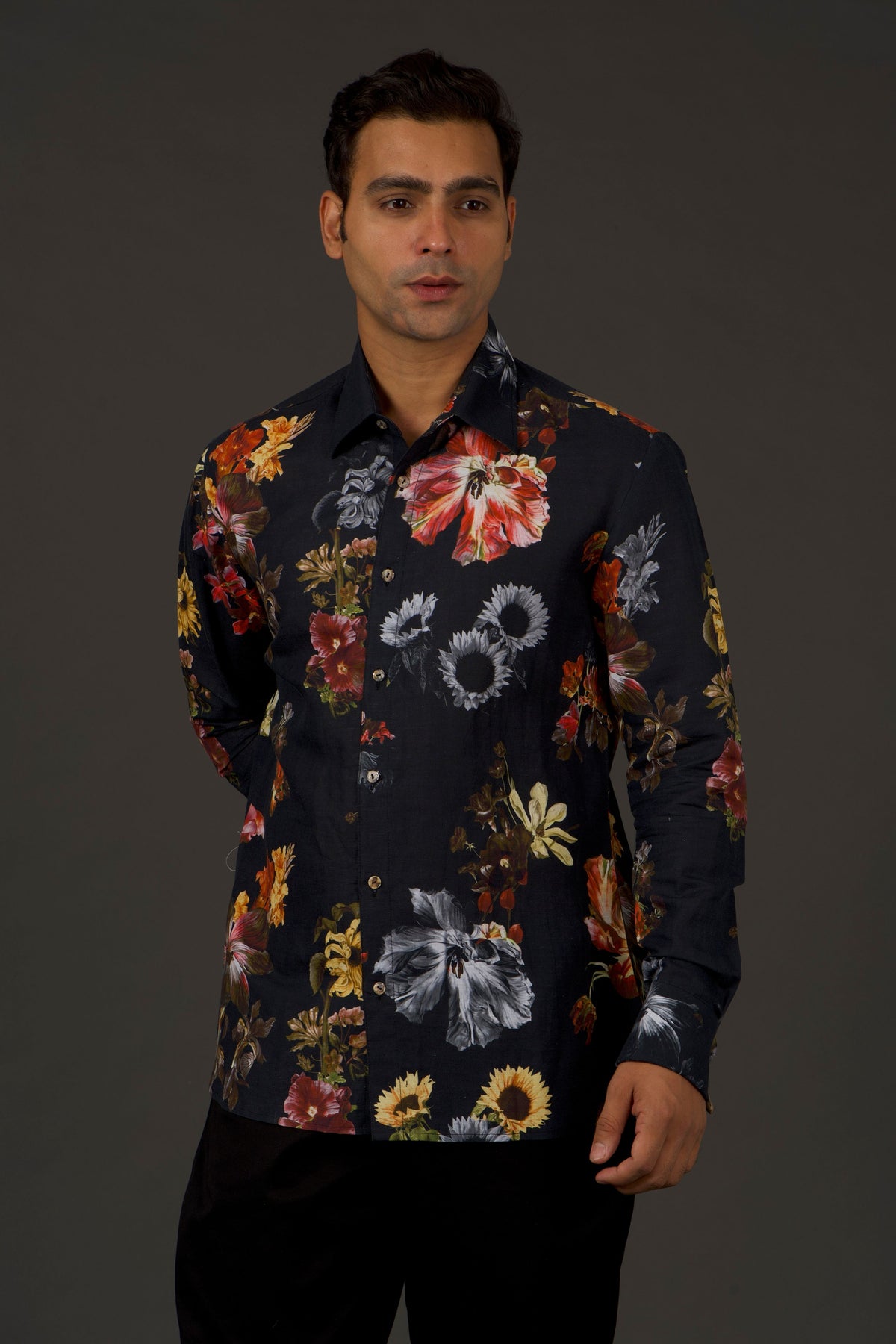 Black Floral Printed Shirt