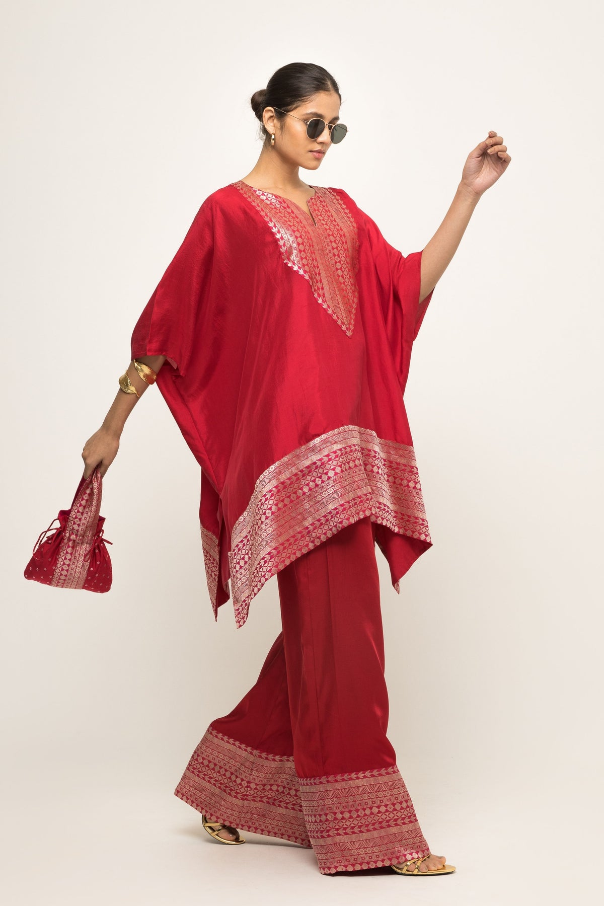 Triya Asymmetrical Red Tunic Set