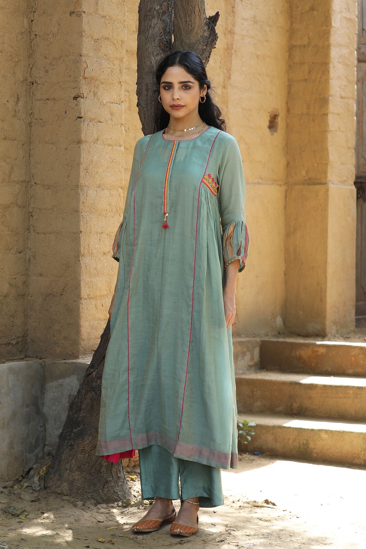 Teal Blue Chunnat Kurta Set