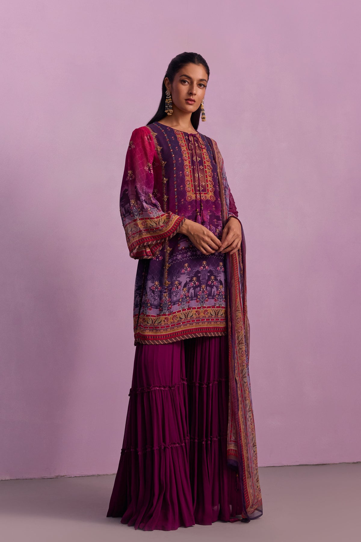 Purple Afreen Gharara Set