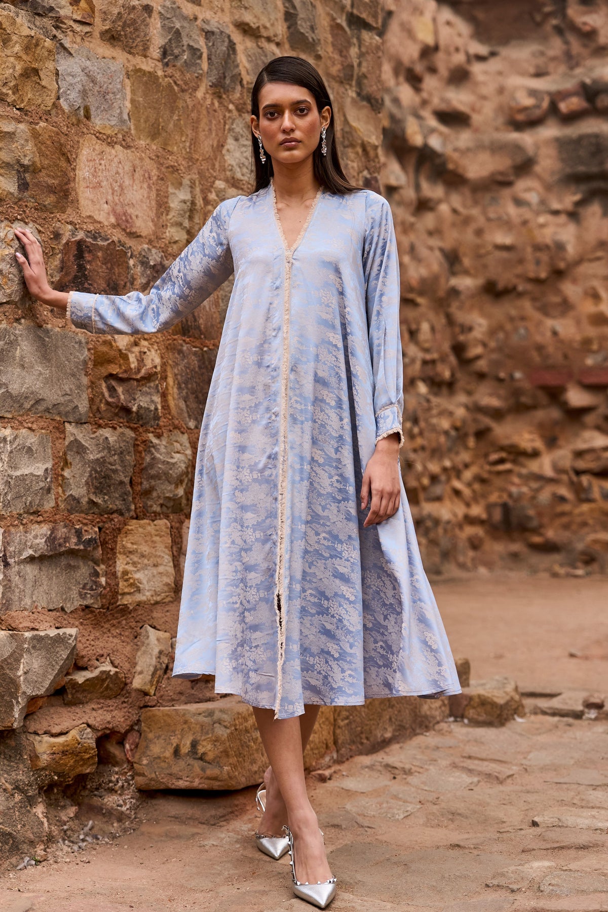 A-line Patterned Shirt Dress