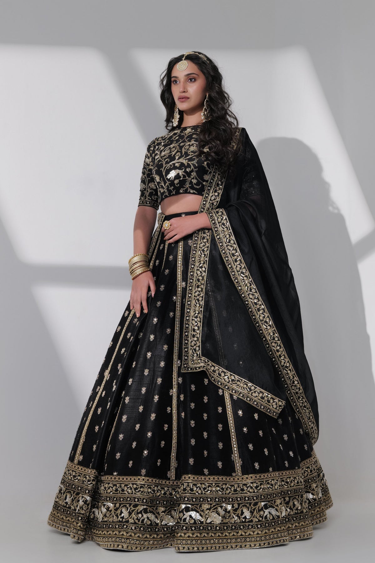 Black Embroidery Lehenga Set