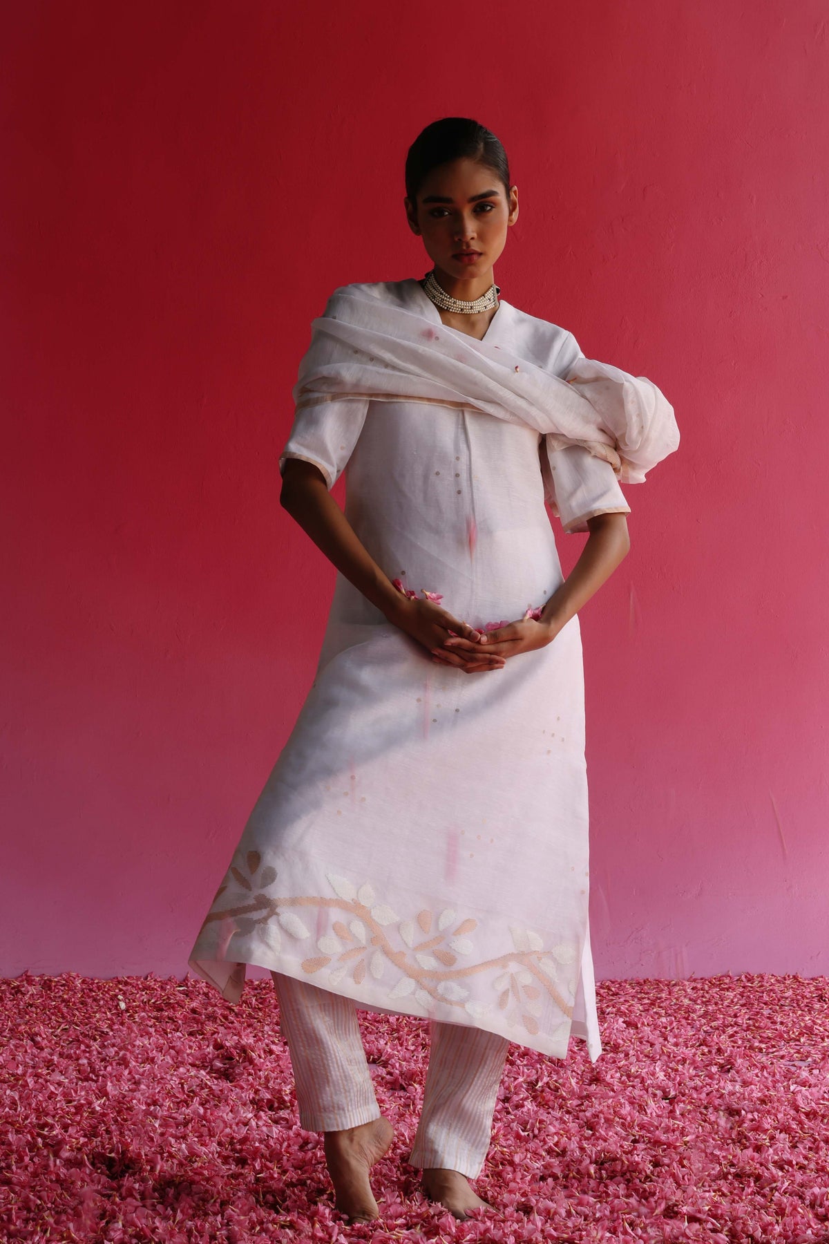 Palash White Kurta