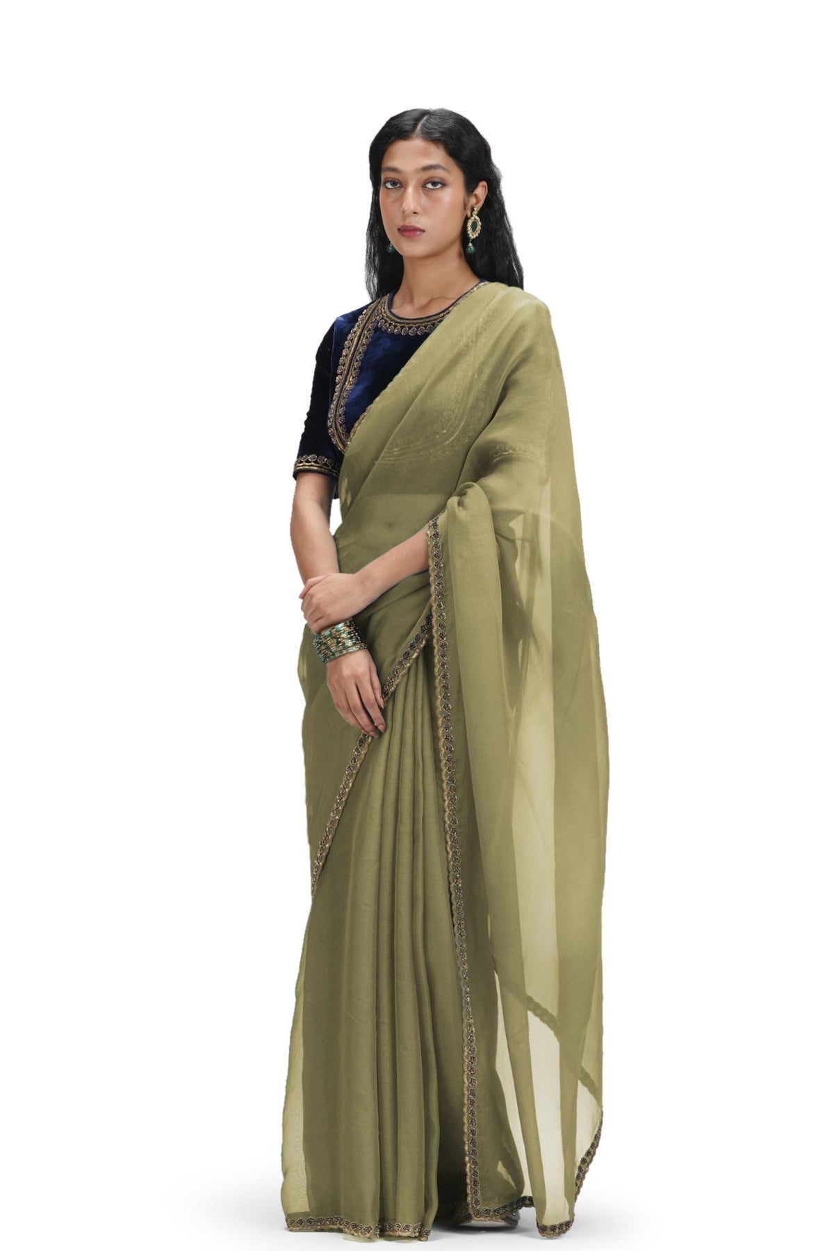 Laksmih Olive Saree Set