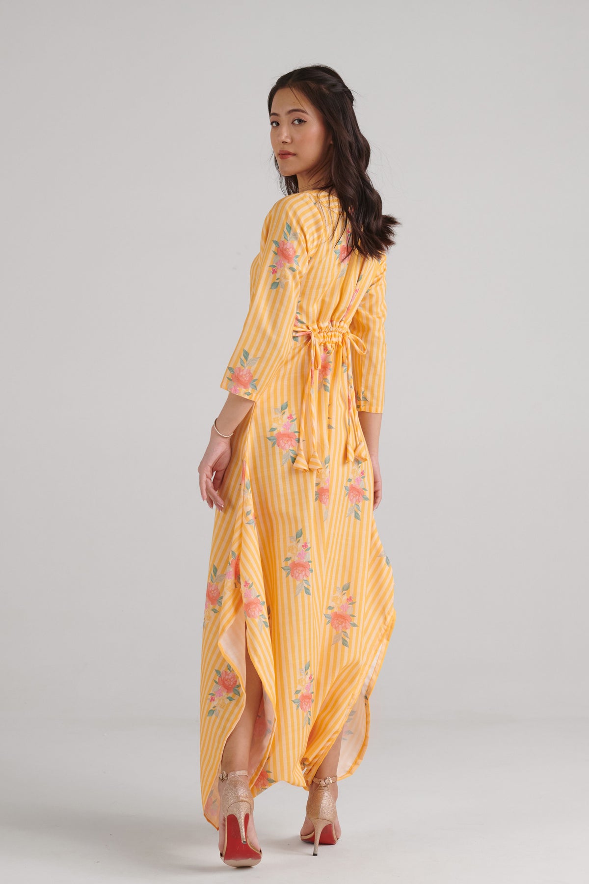 Amber Yellow Striped Dhoti Jumpsuit