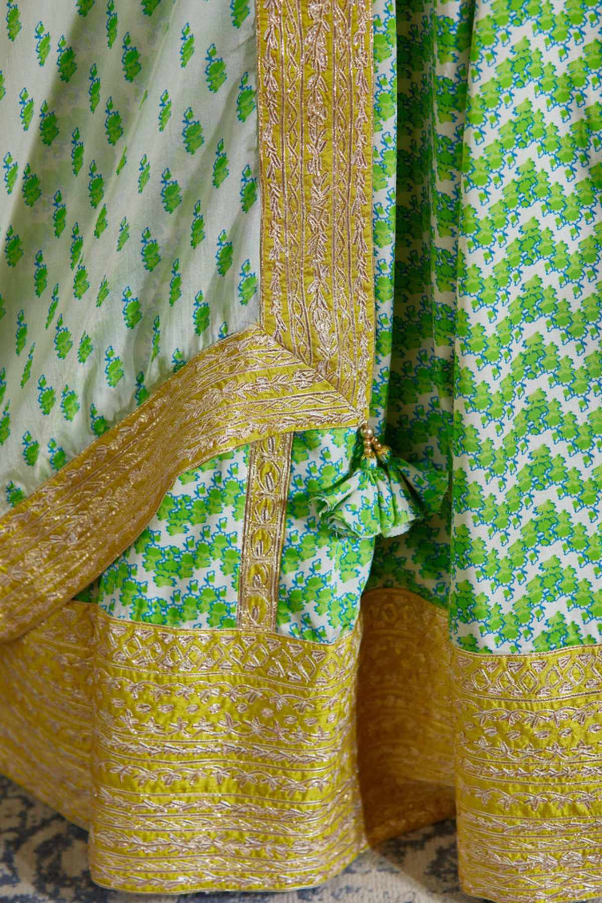 Green and yellow lehanga set