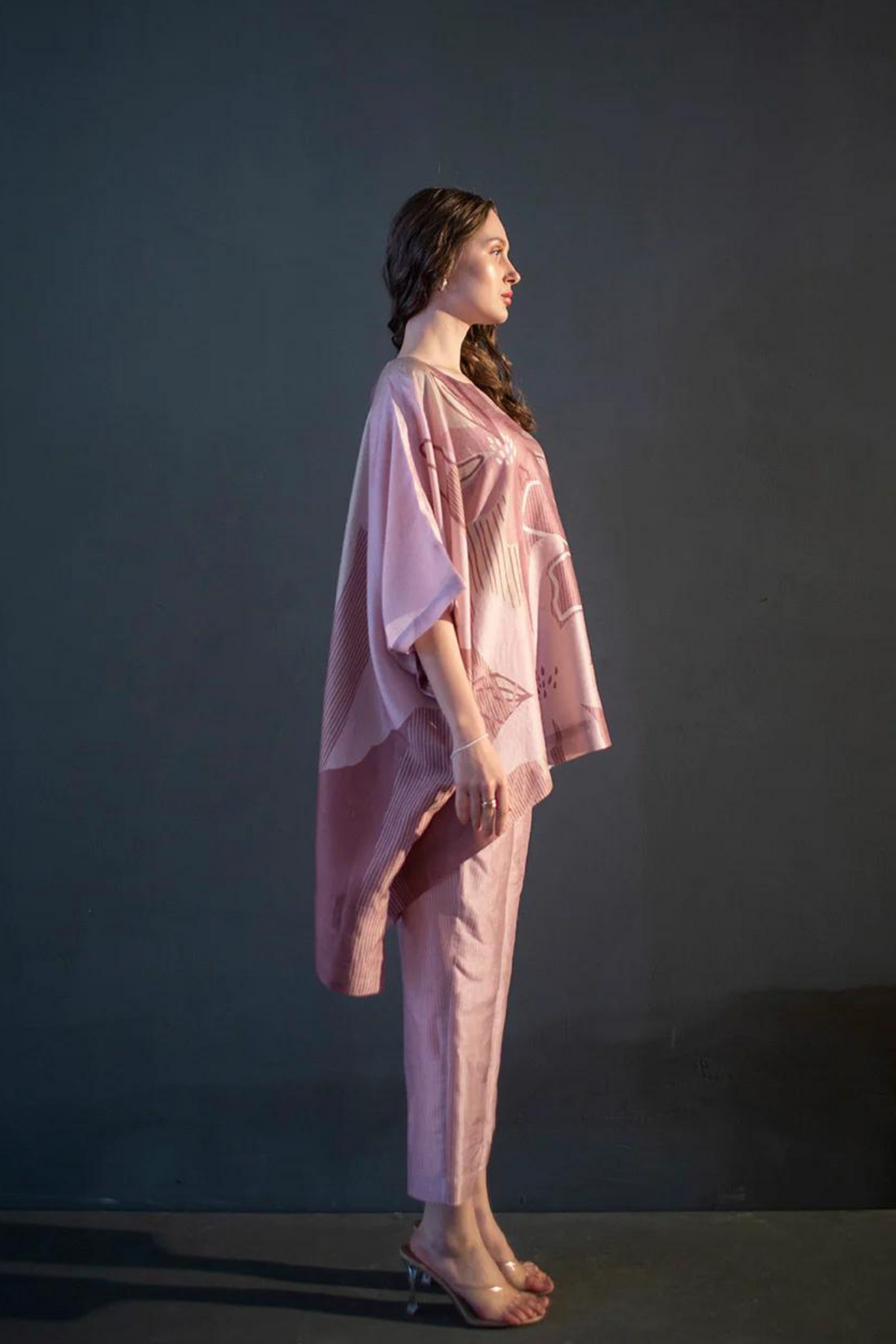 Dusky Pink Abstract Geometric Tunics Set