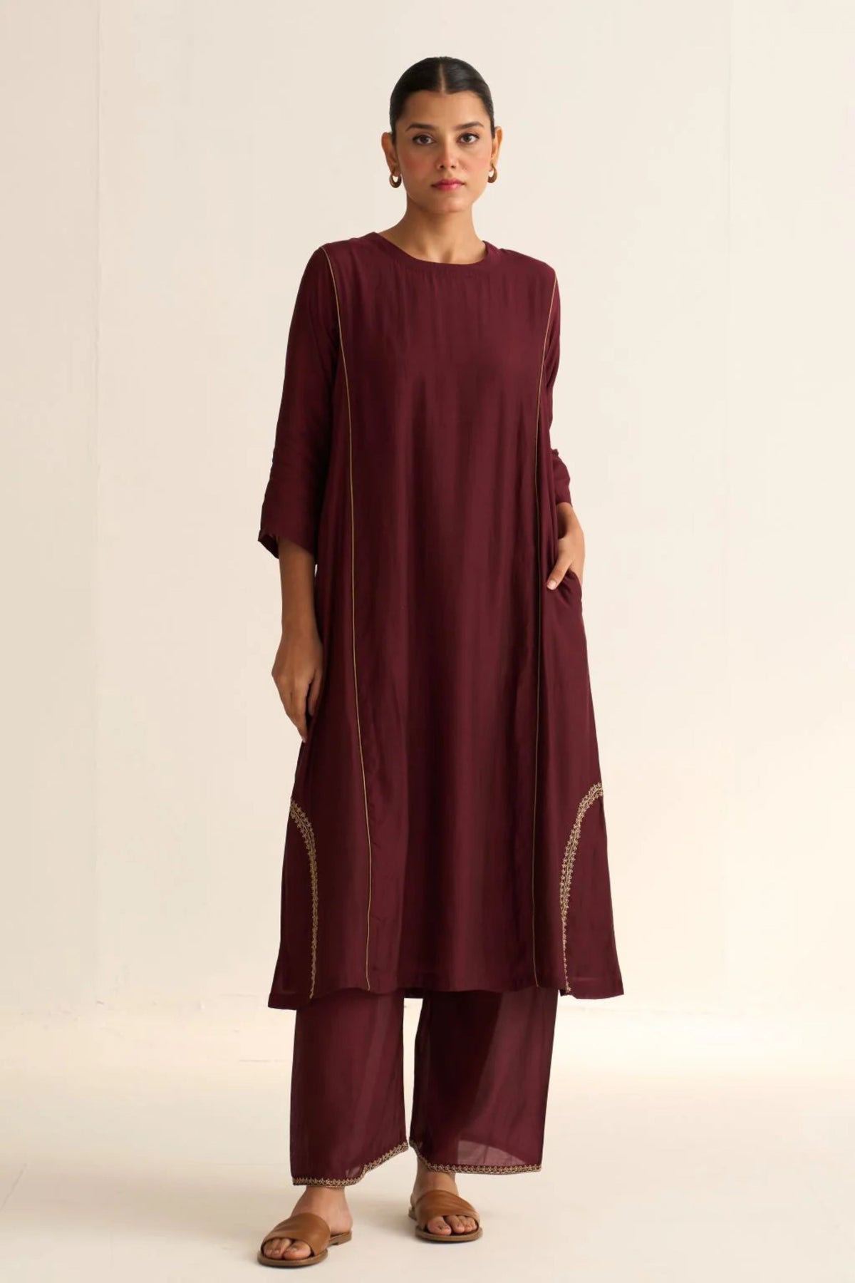 Mridini Deep Wine Kurta Set