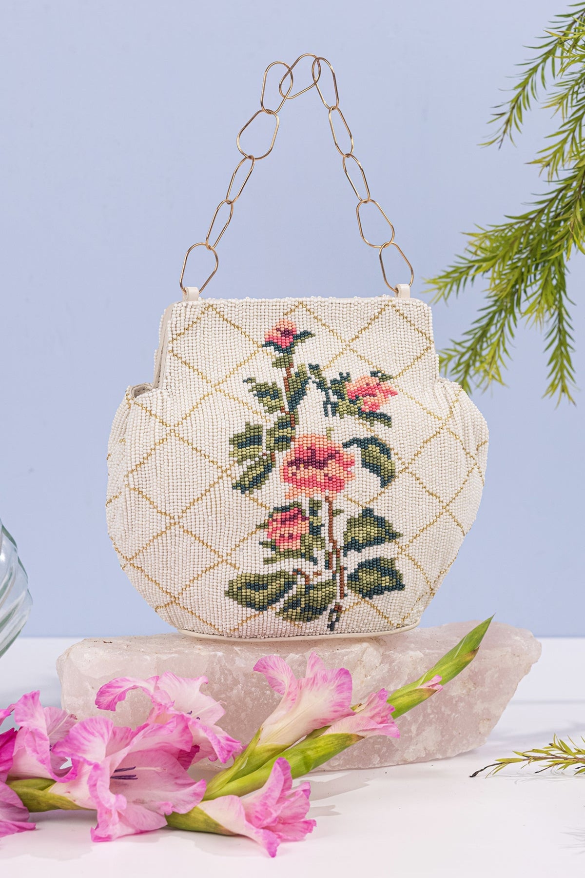 Dandelion beaded potli bag