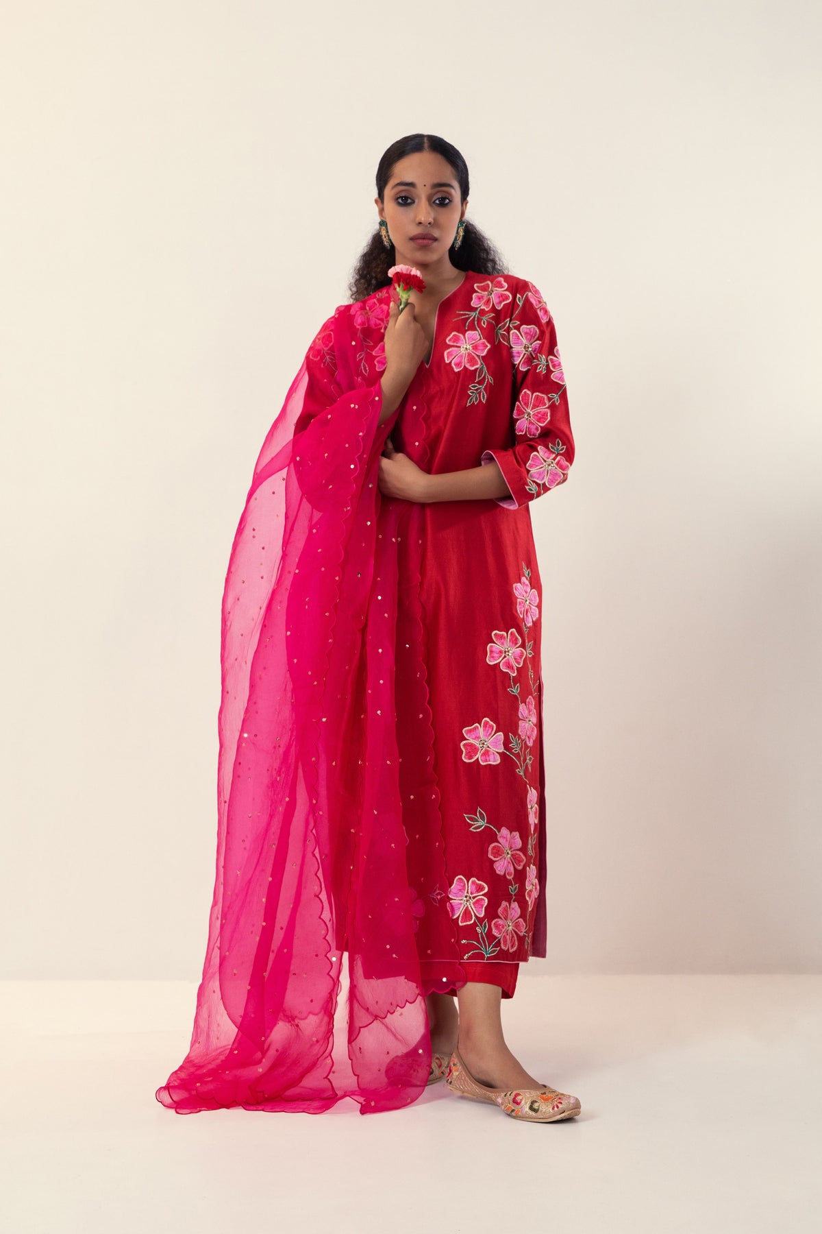 Floral Kurta in Red