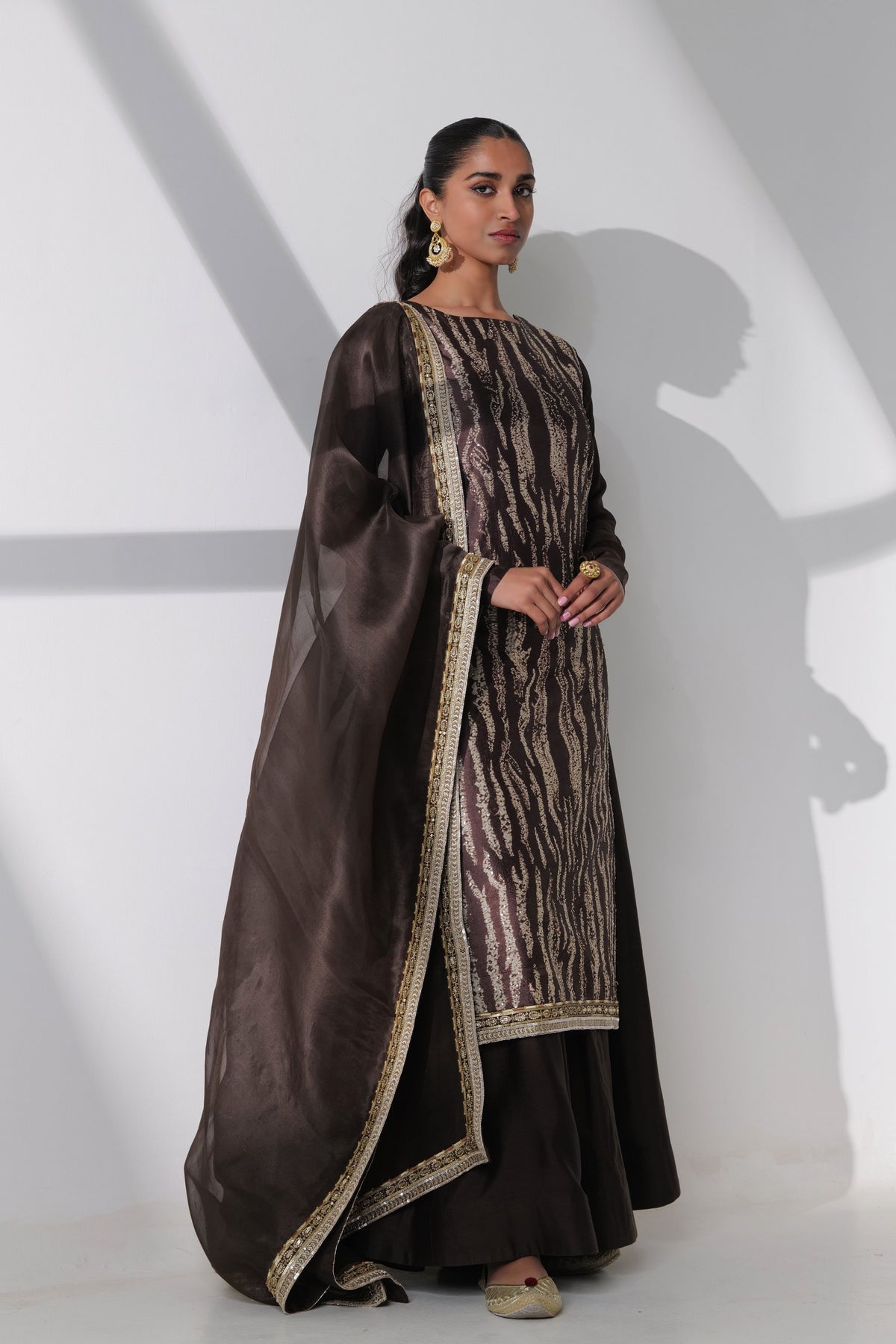 Brown Embroidery Kurta Set