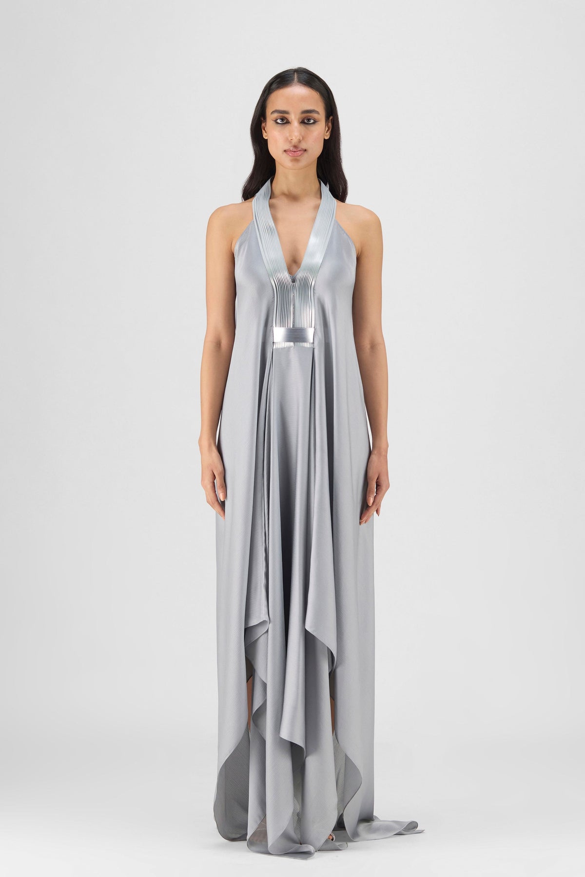 Metallic Steel Layered Gown