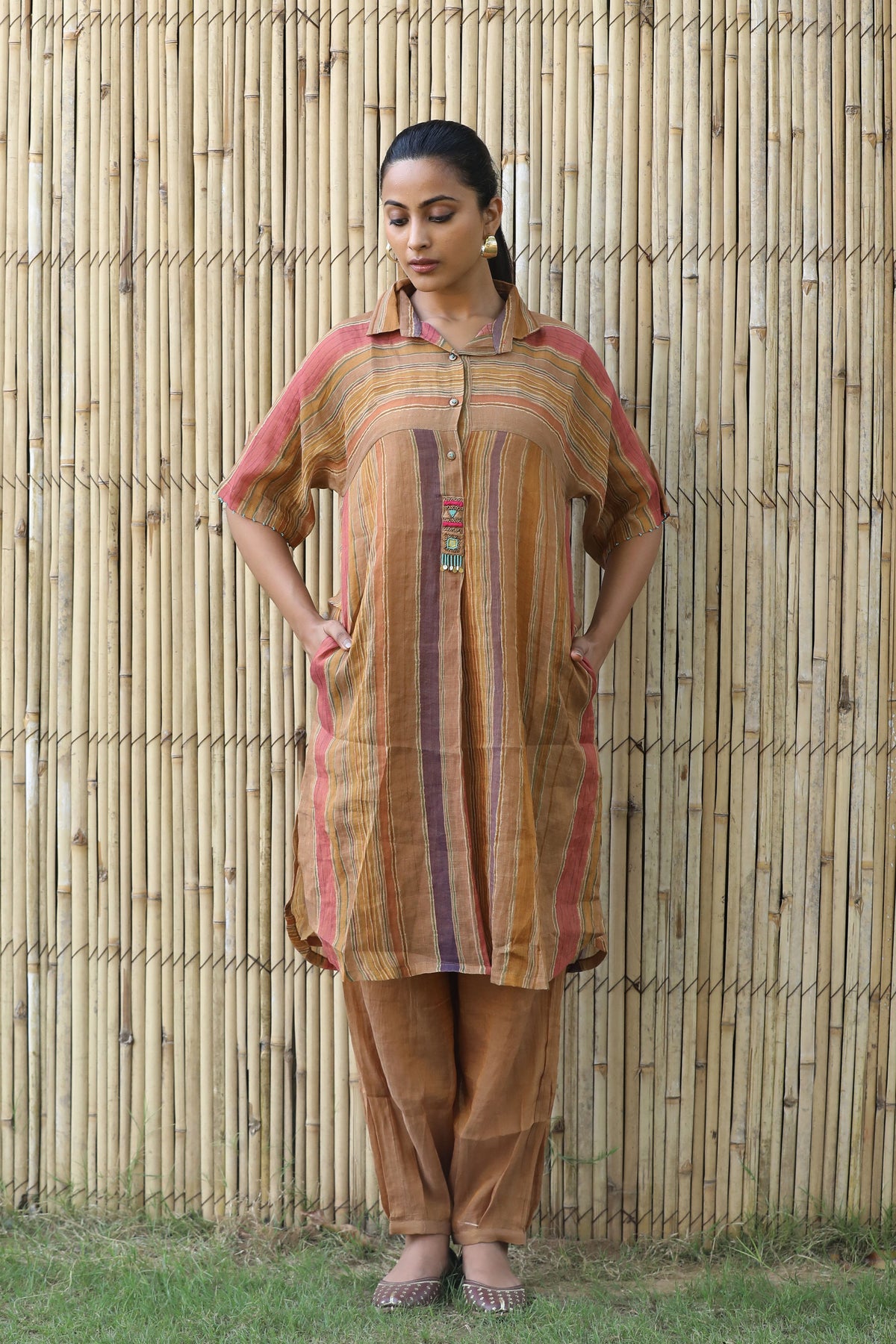 Chikoo Gold Shirt Tunic Set