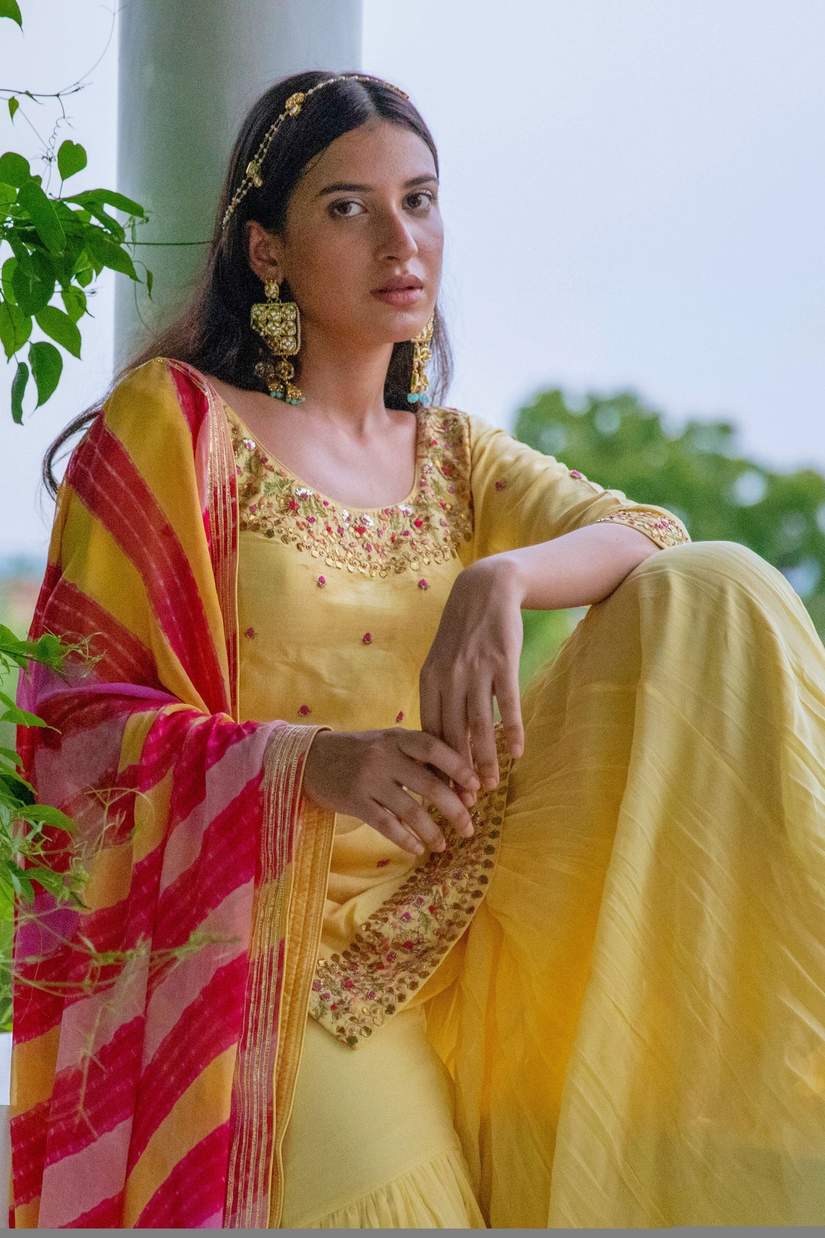 Yellow Silk Sharara Set