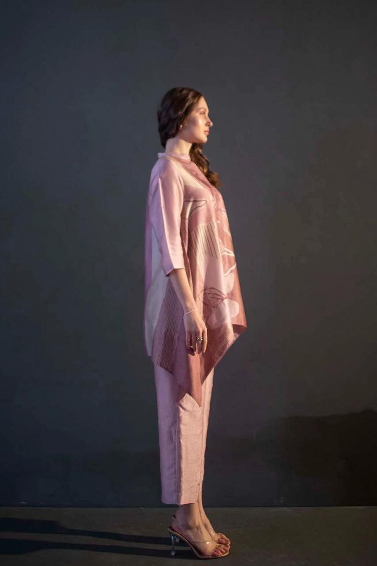 Dusky Pink Abstract Geometric Tunics Set