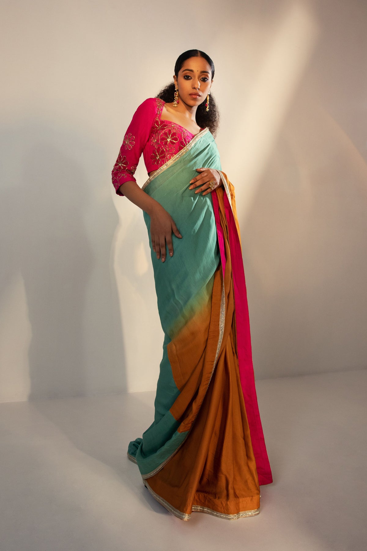 Ombre Saree with 3D Motifs