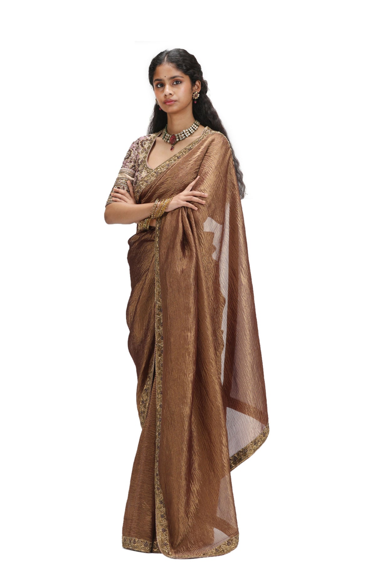 Sukhada Garnet Saree Set