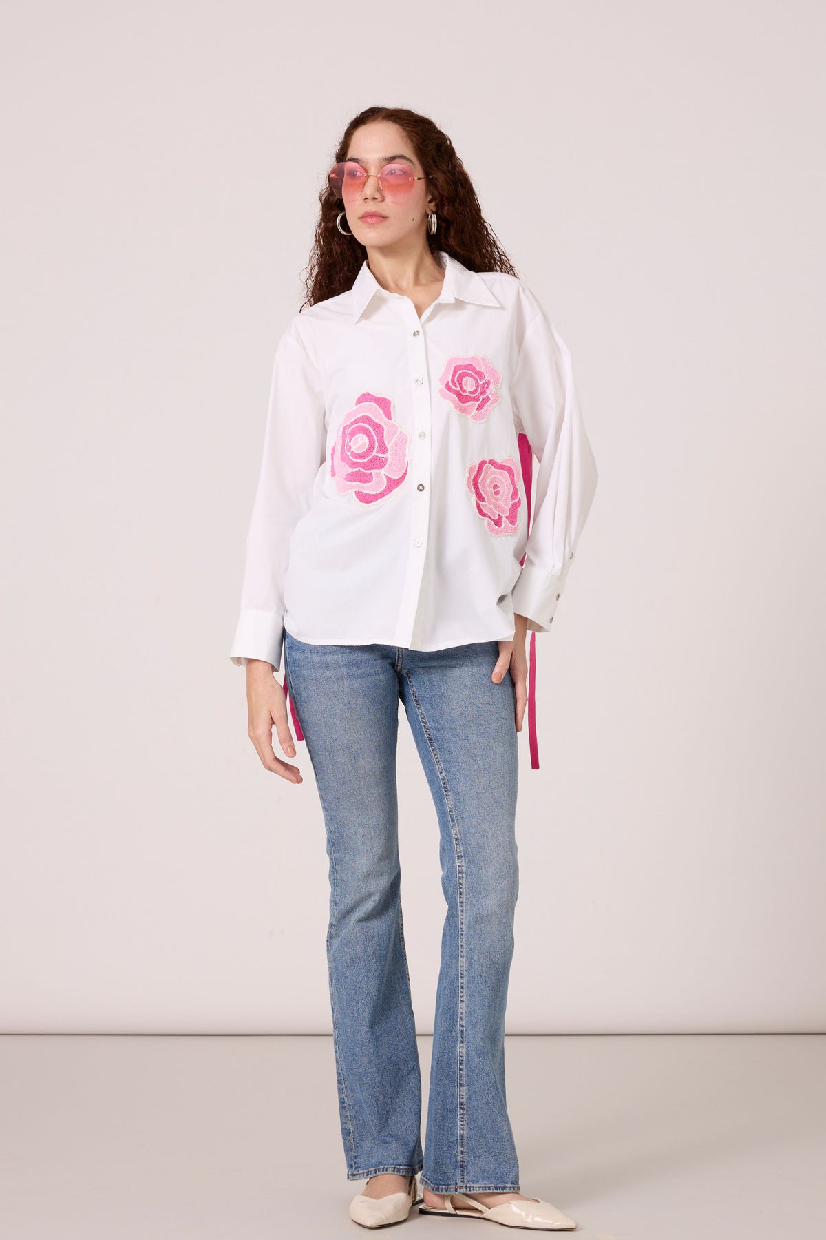 Eva Applique Bright White Shirt