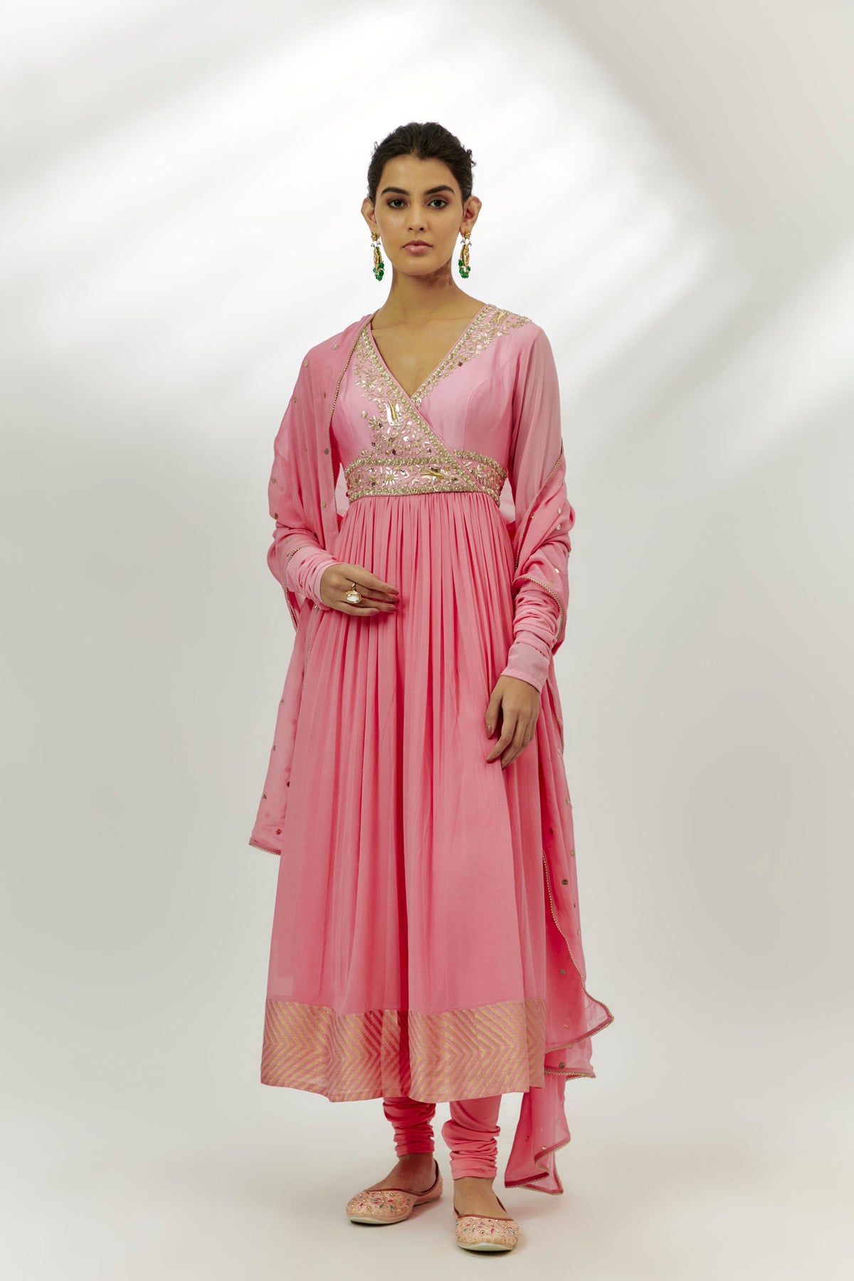 Pastel Pink Embroiderd Anarkali Set