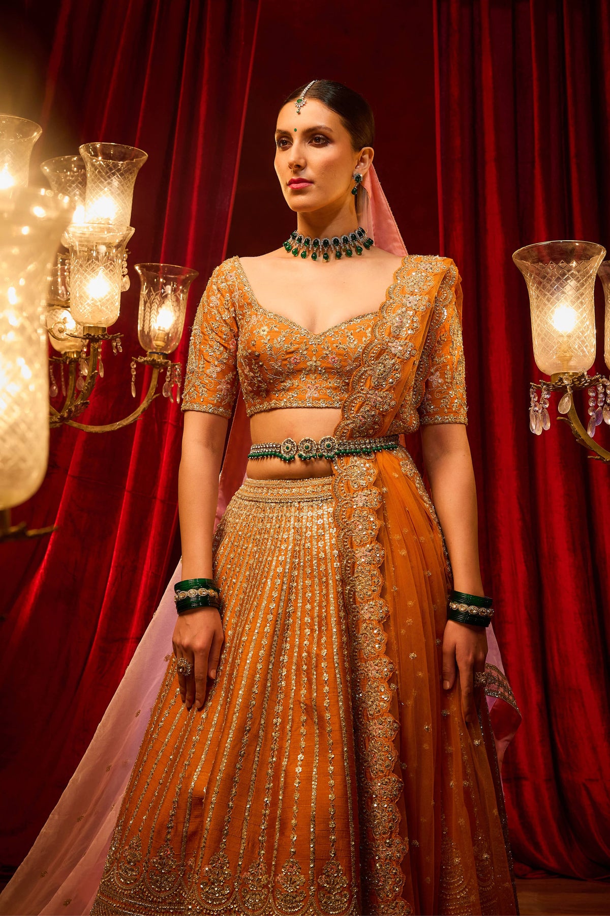 Shehnai Rust Lehenga Set