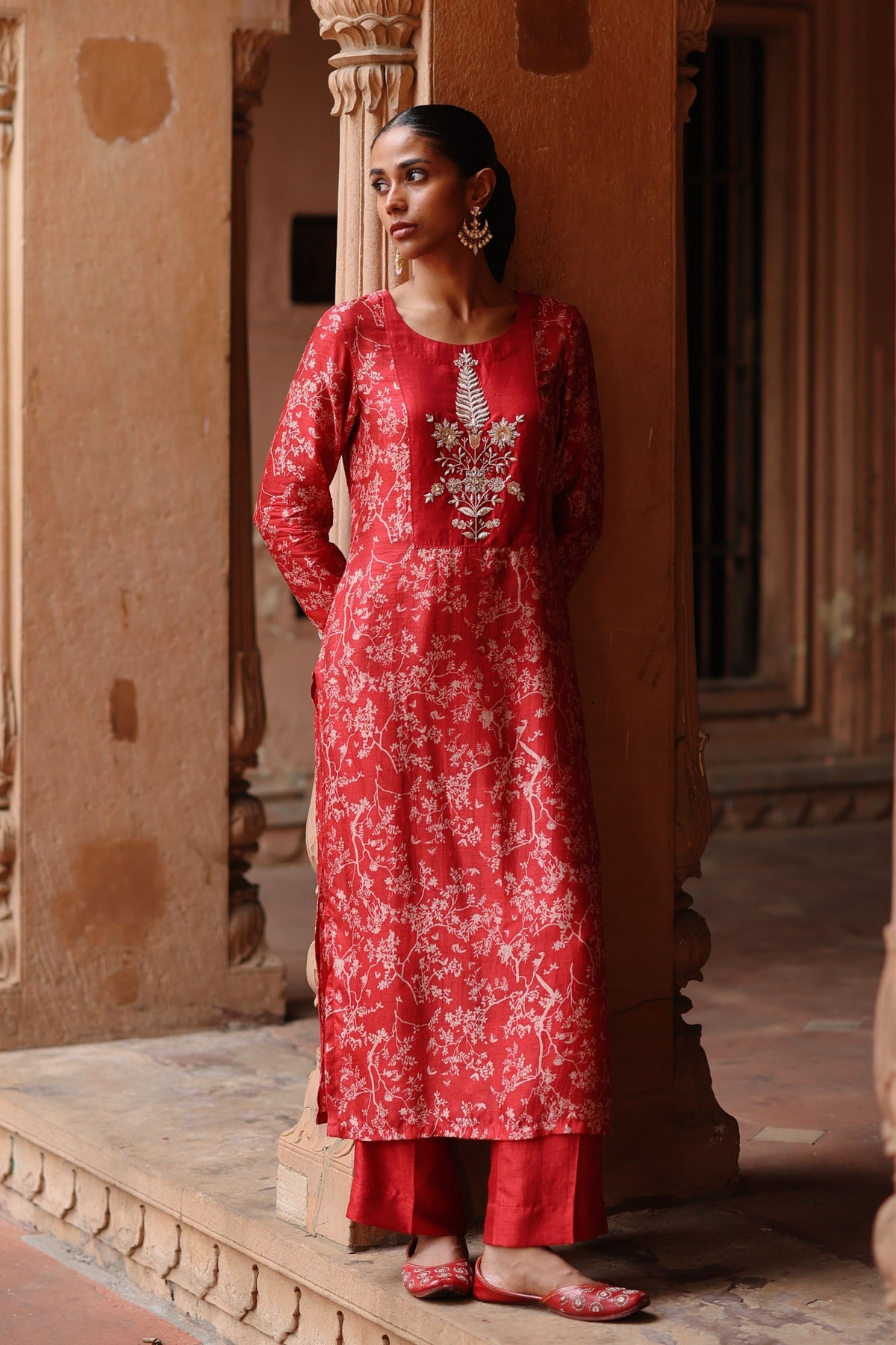 Red Zardosi Embroidered Kurta Set