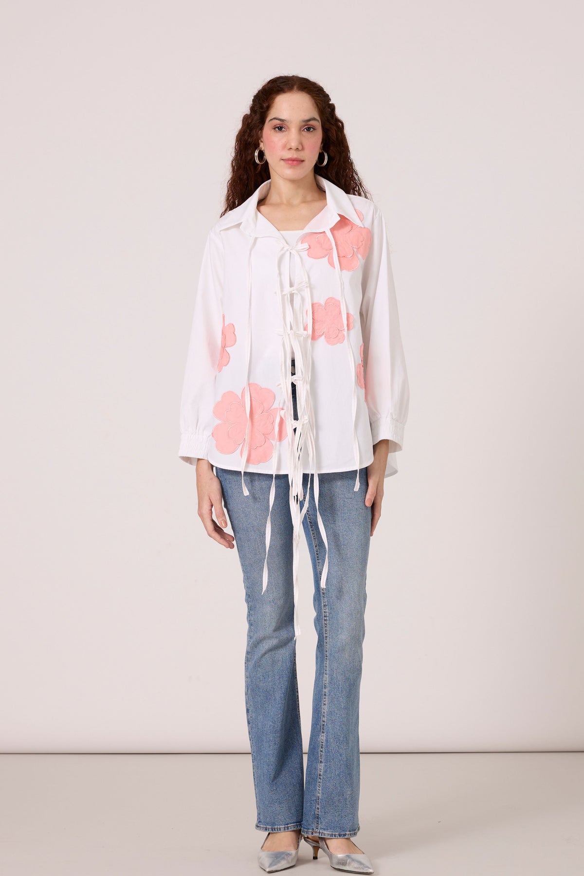 Ariel Applique Peony Pink Shirt