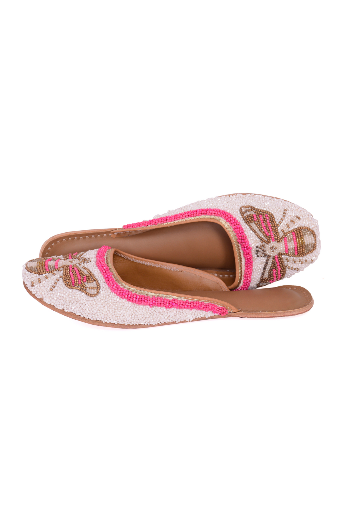 Queenbee jutti in white and pink