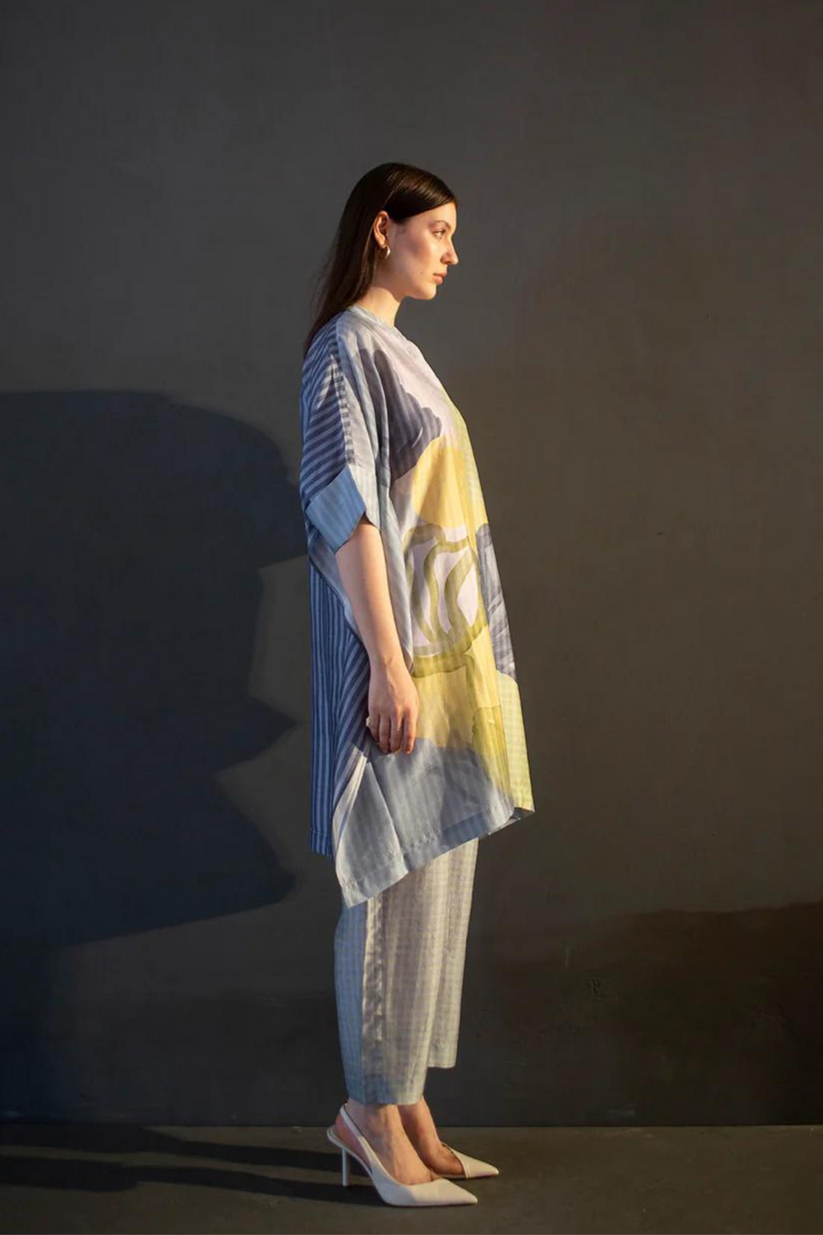 Abstract Geometric In Dupion Silk Tunics Set