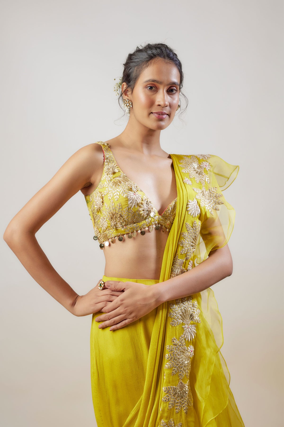 Divya Yellow Saree Set